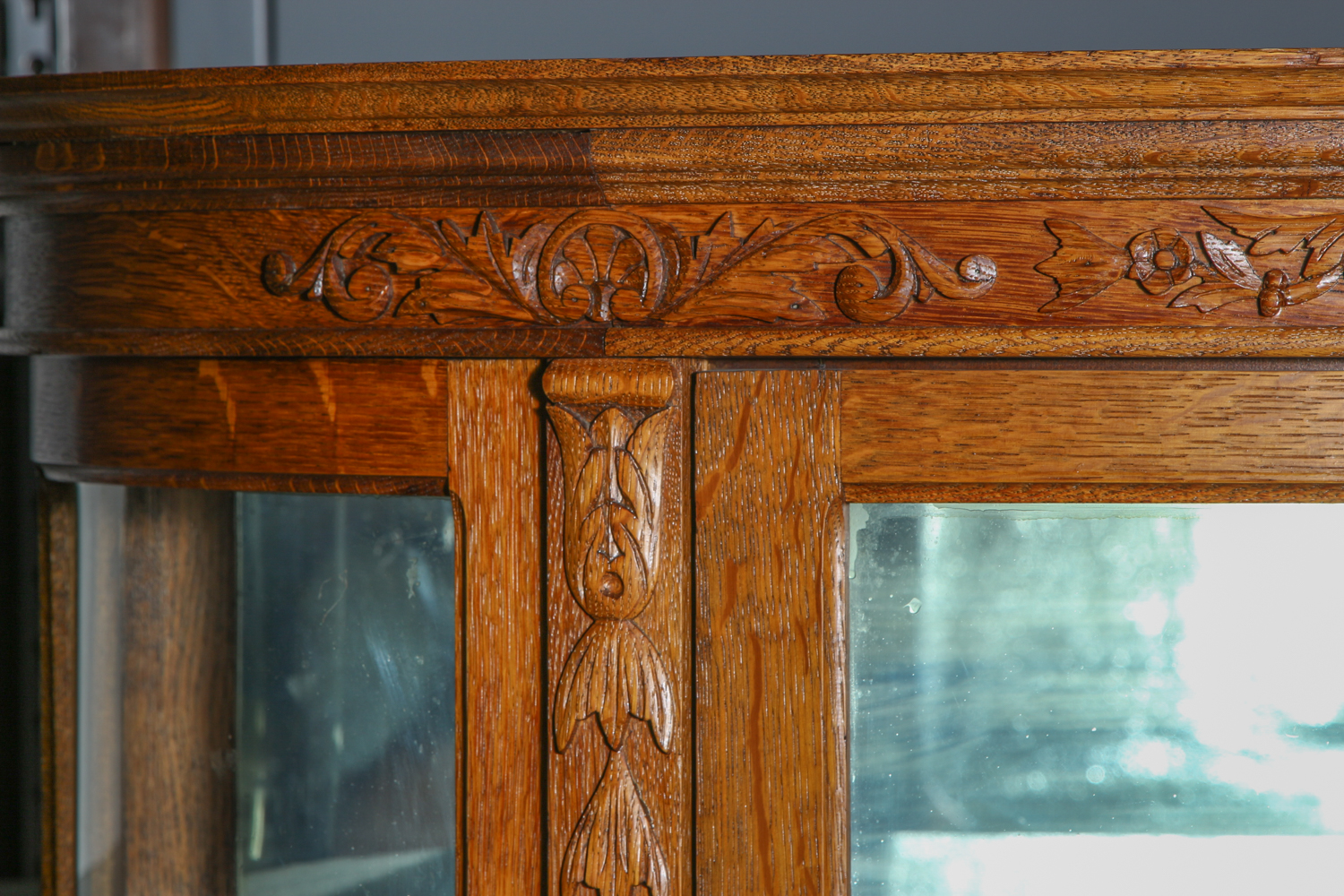 Vintage Oak Curio Cabinet