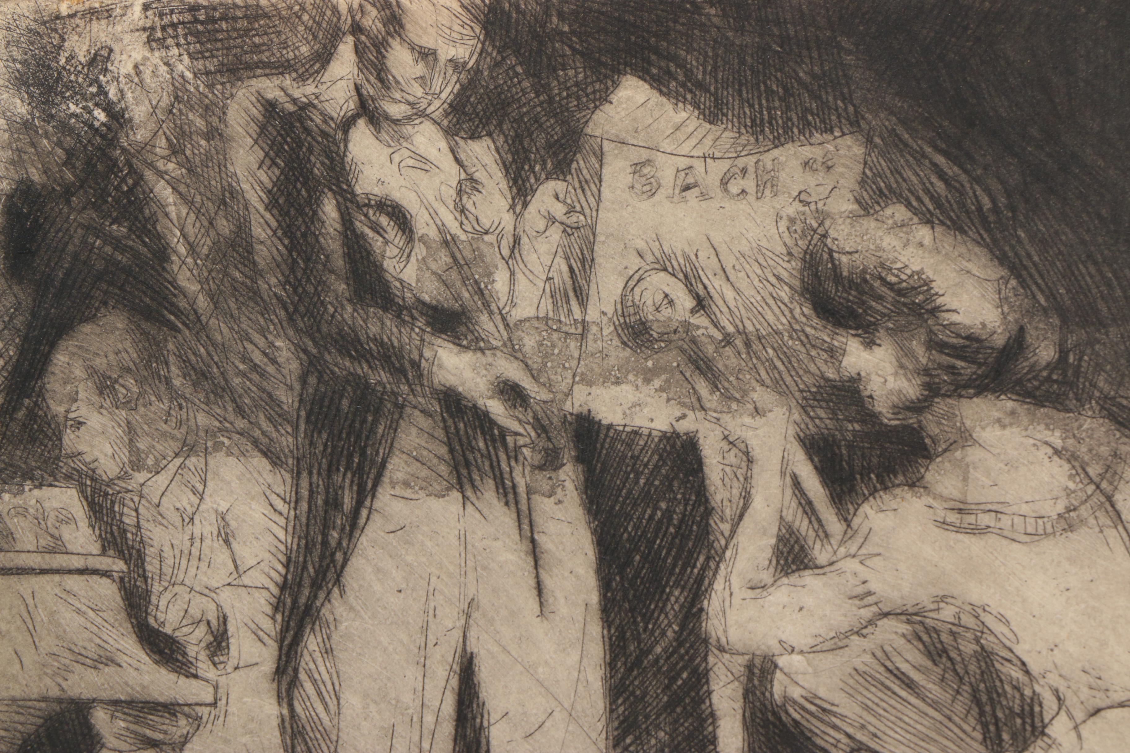 John E. Schroder Limited Edition Drypoint Etching on Paper "Etude"