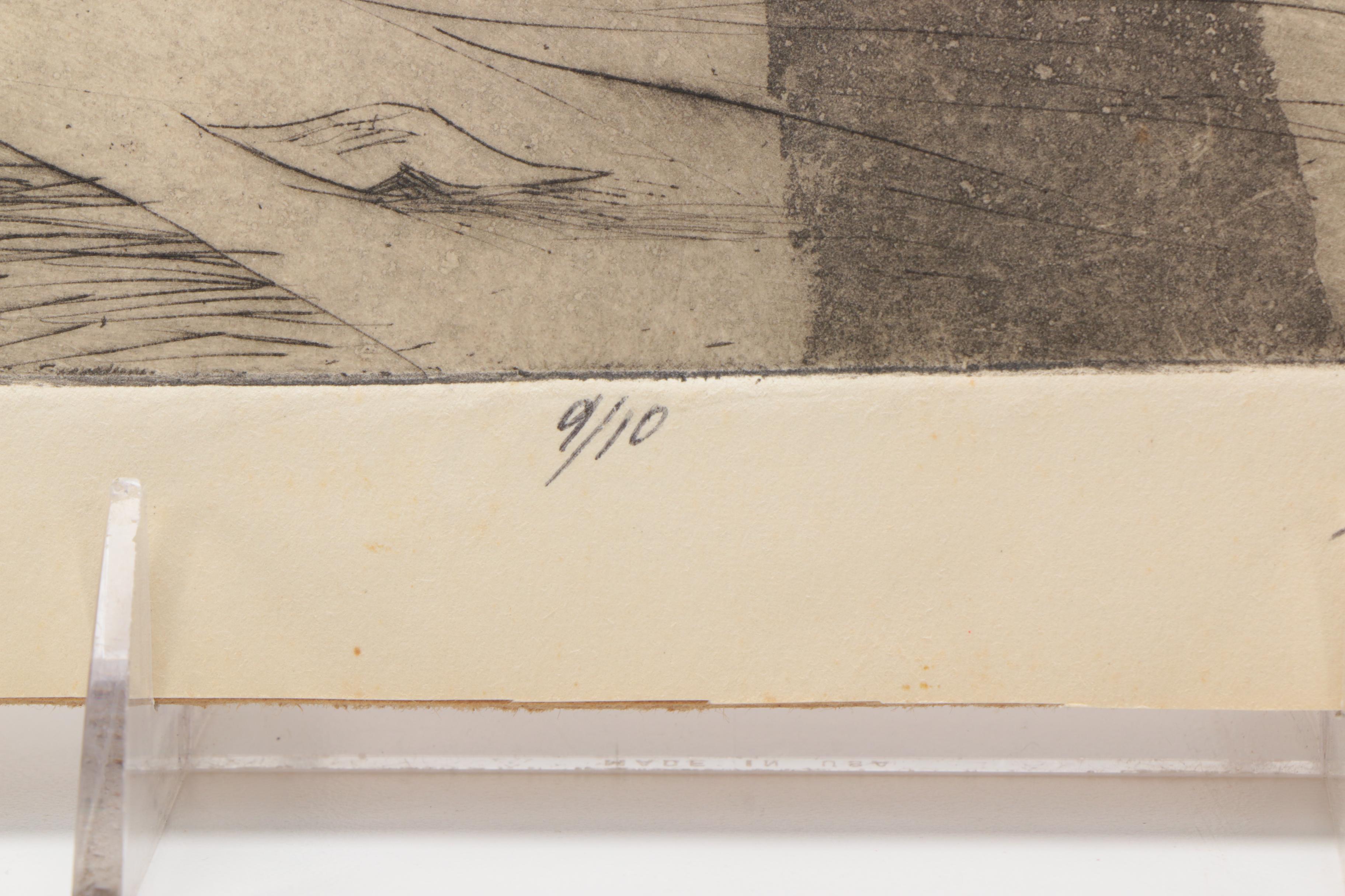 John E. Schroder Limited Edition Drypoint Etching on Paper "Etude"