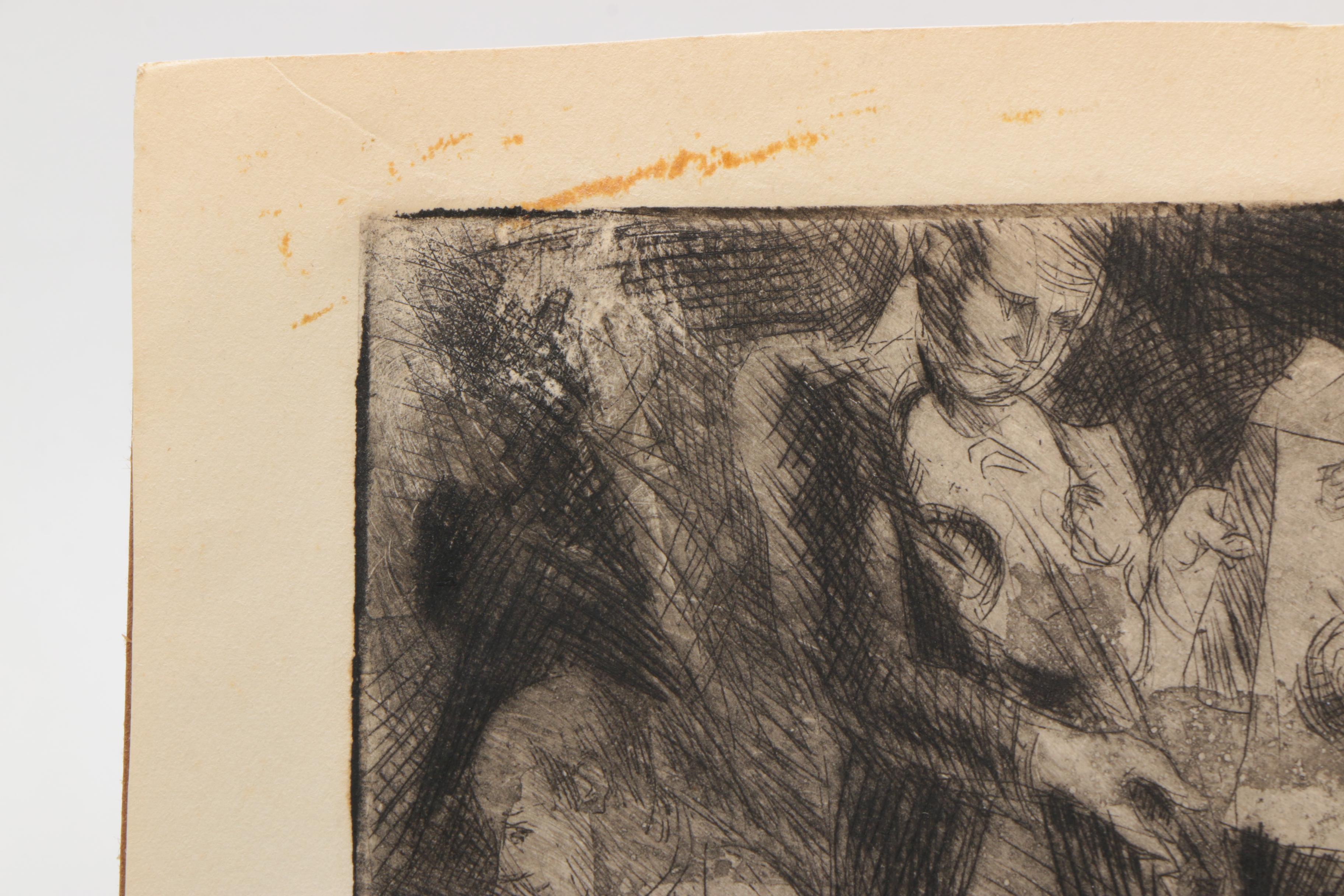 John E. Schroder Limited Edition Drypoint Etching on Paper "Etude"