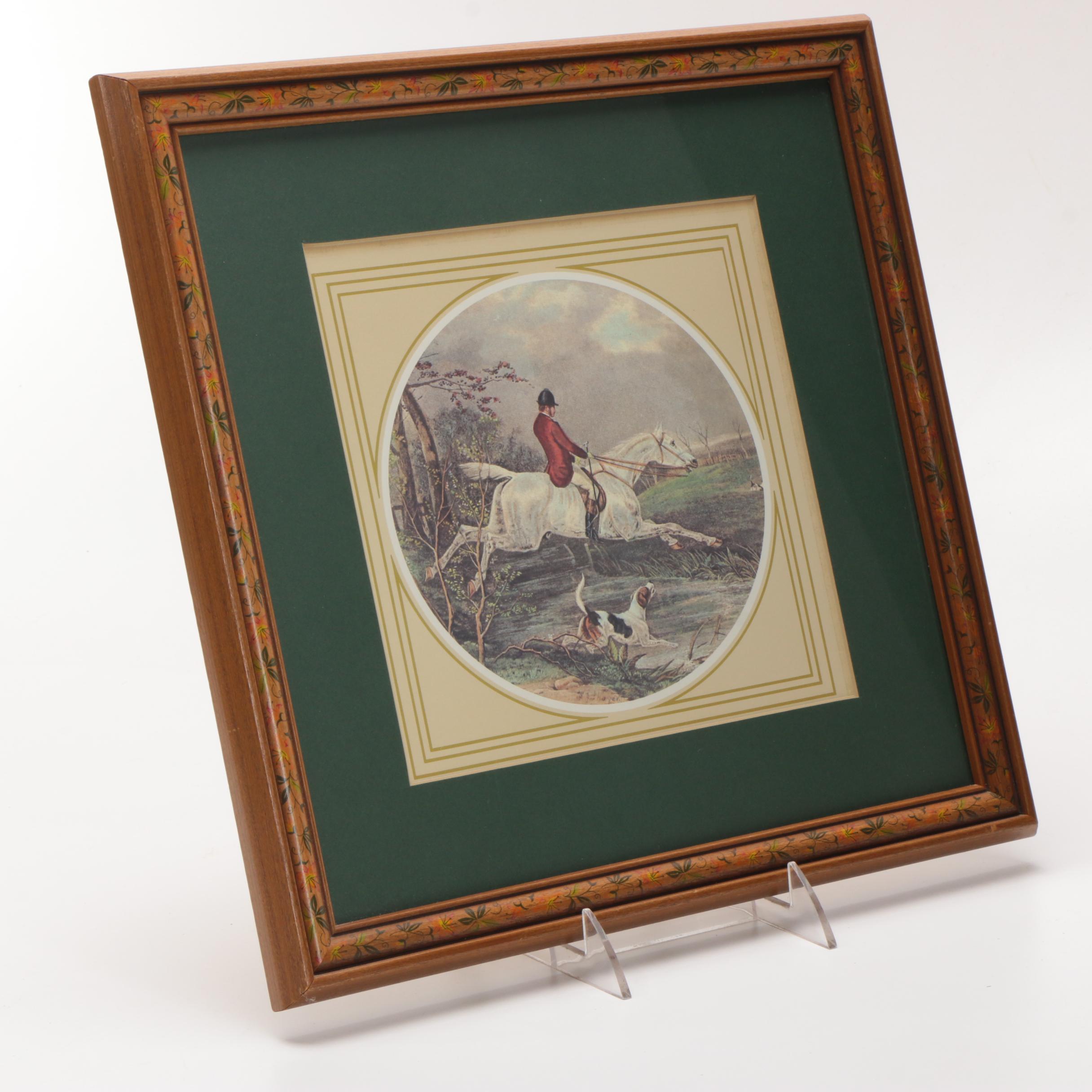 Framed Offset Lithographs of Hunters With Dogs