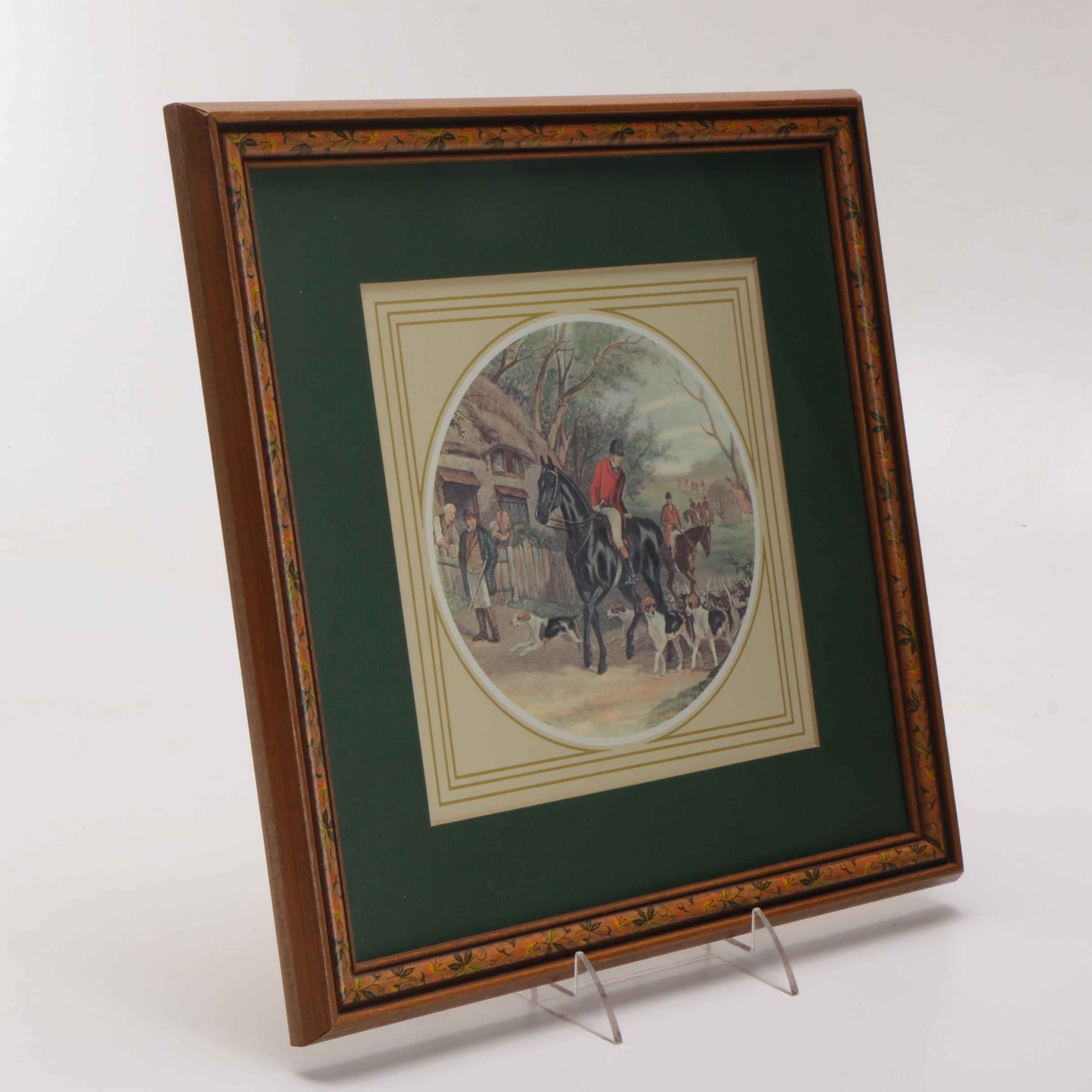 Framed Offset Lithographs of Hunters With Dogs