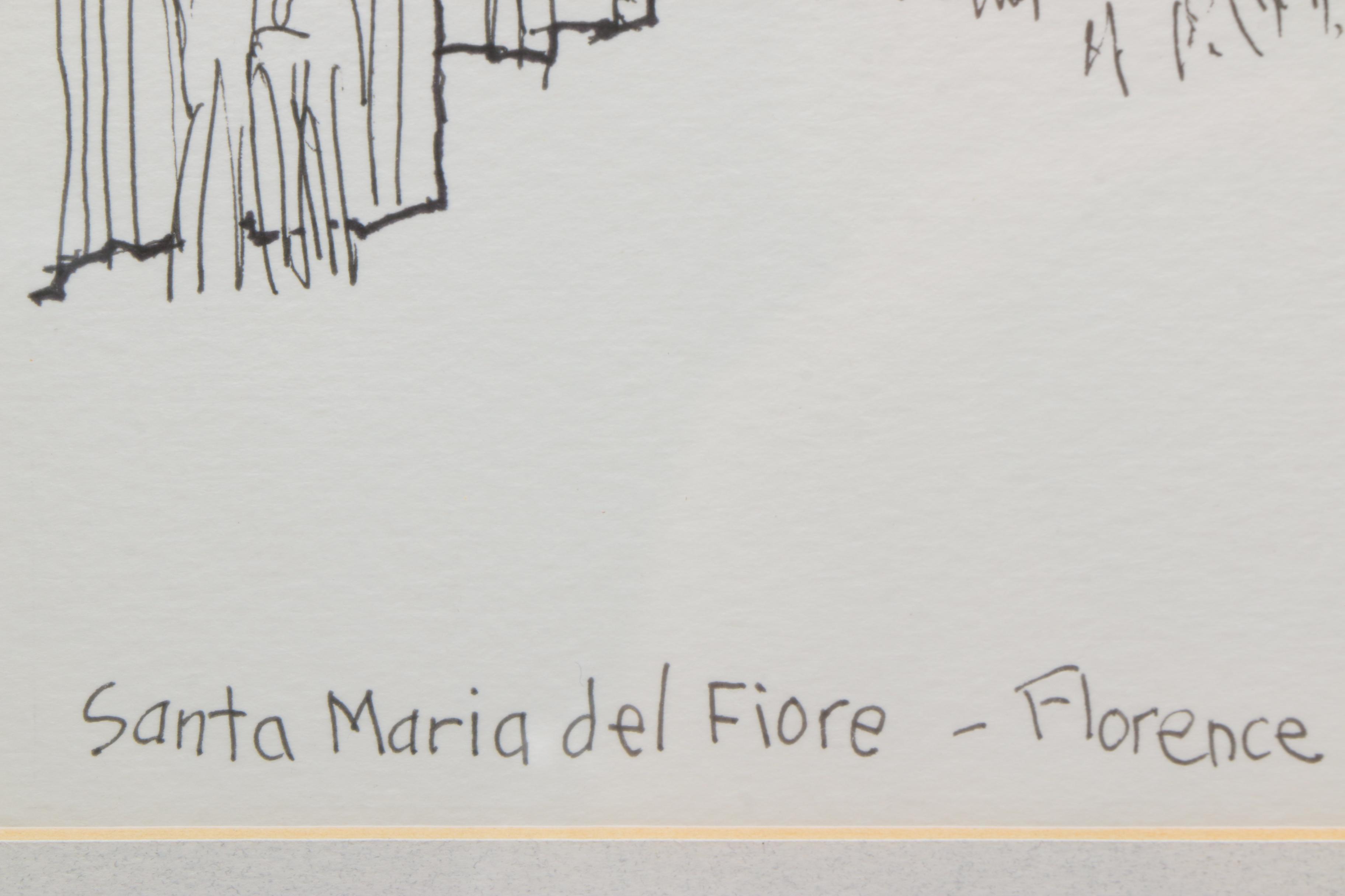 Rod Pittam Watercolor and Pen Drawing "Santa Maria del Fiore"