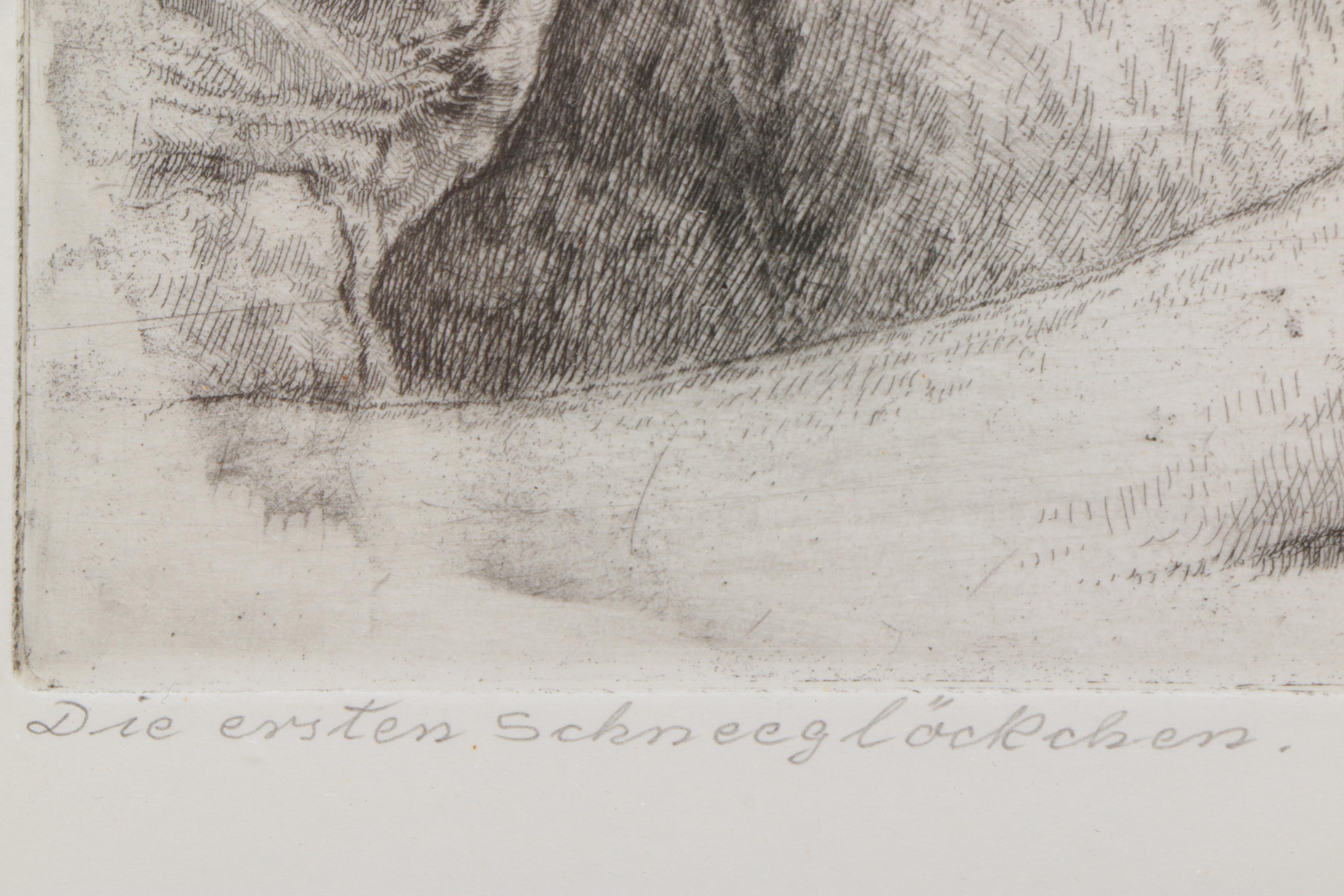 Paul Geissler Etching on Paper of Man With Flowerpot