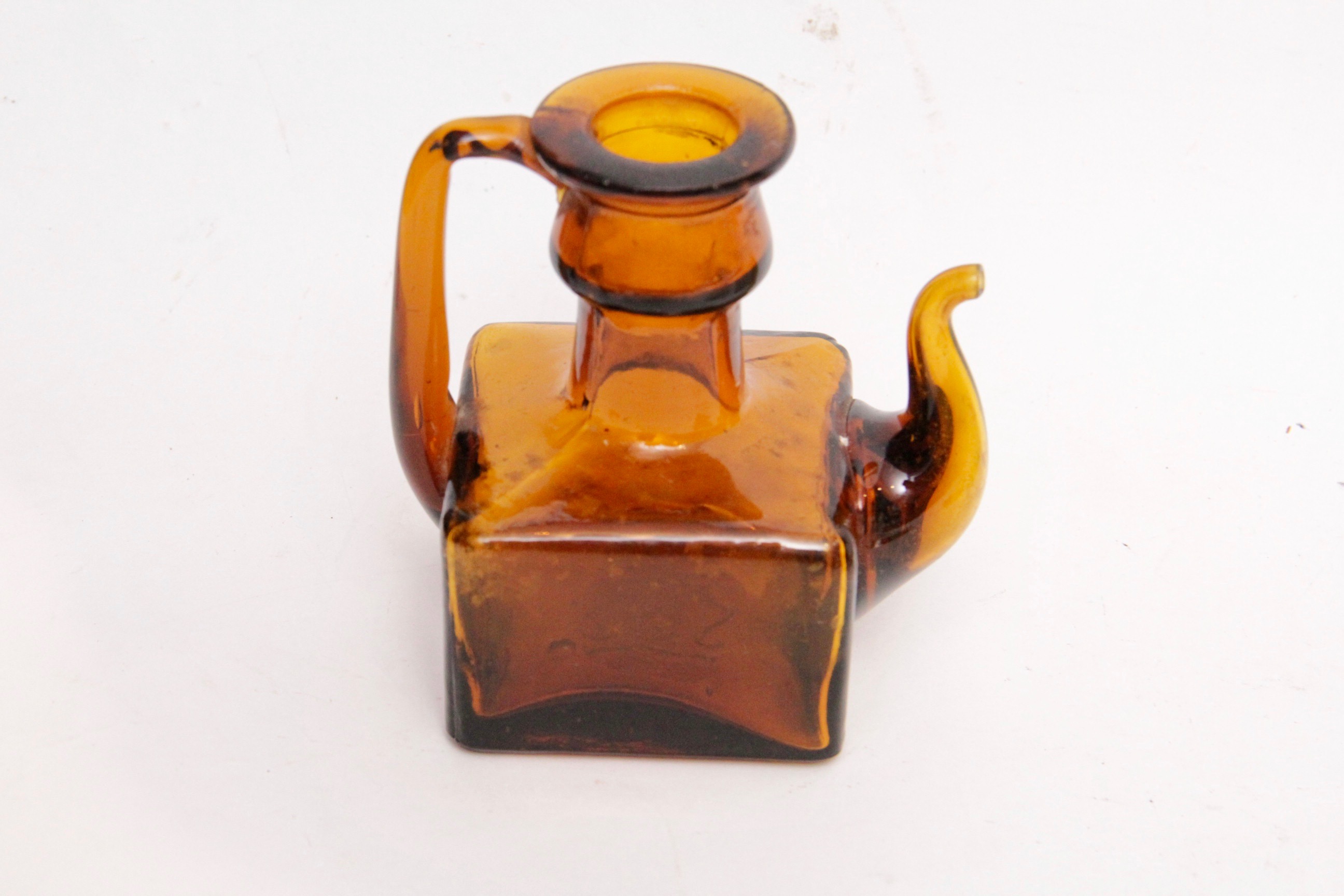 Taiwanese Amber Glass Bottle and Chop Stick Stands