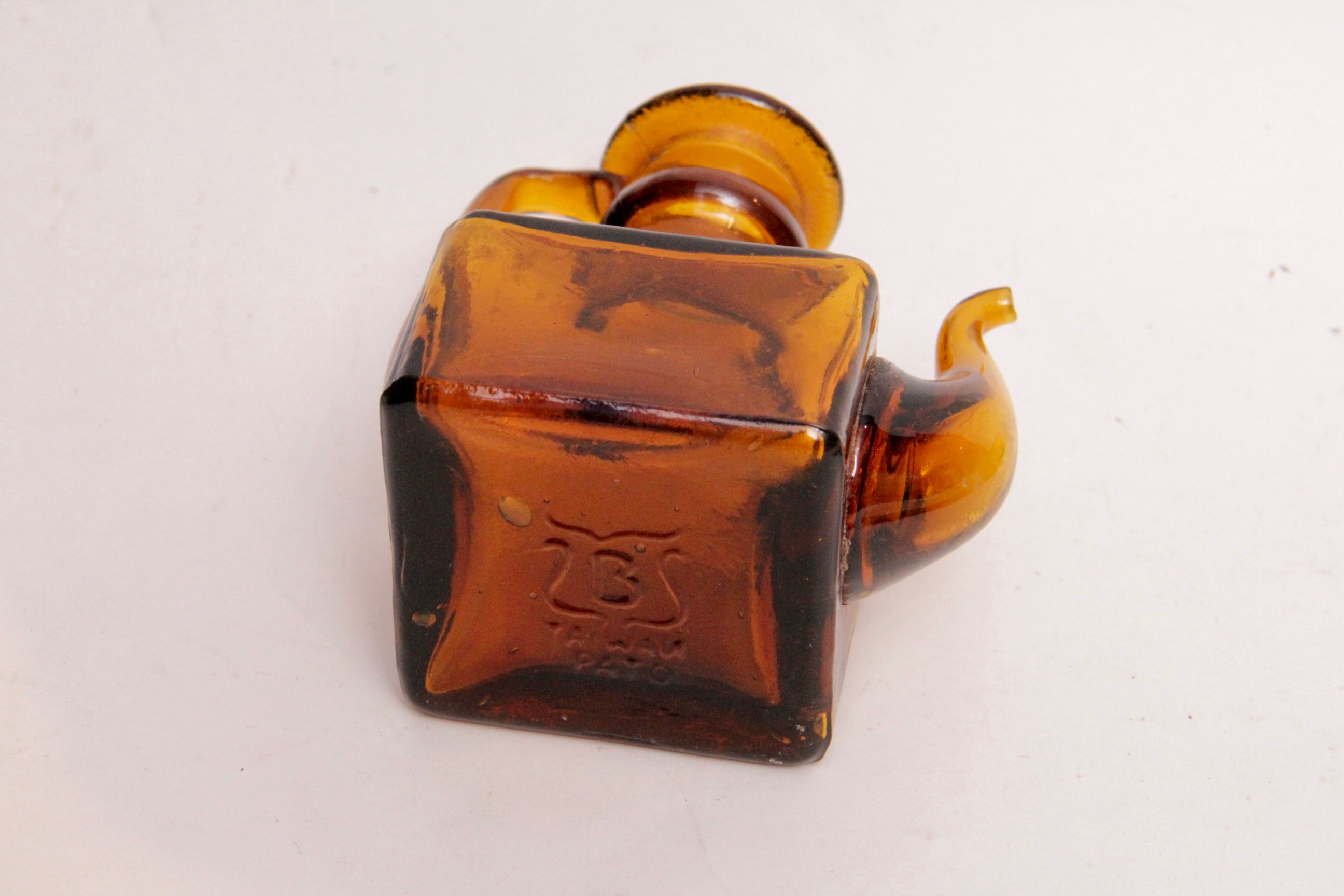 Taiwanese Amber Glass Bottle and Chop Stick Stands