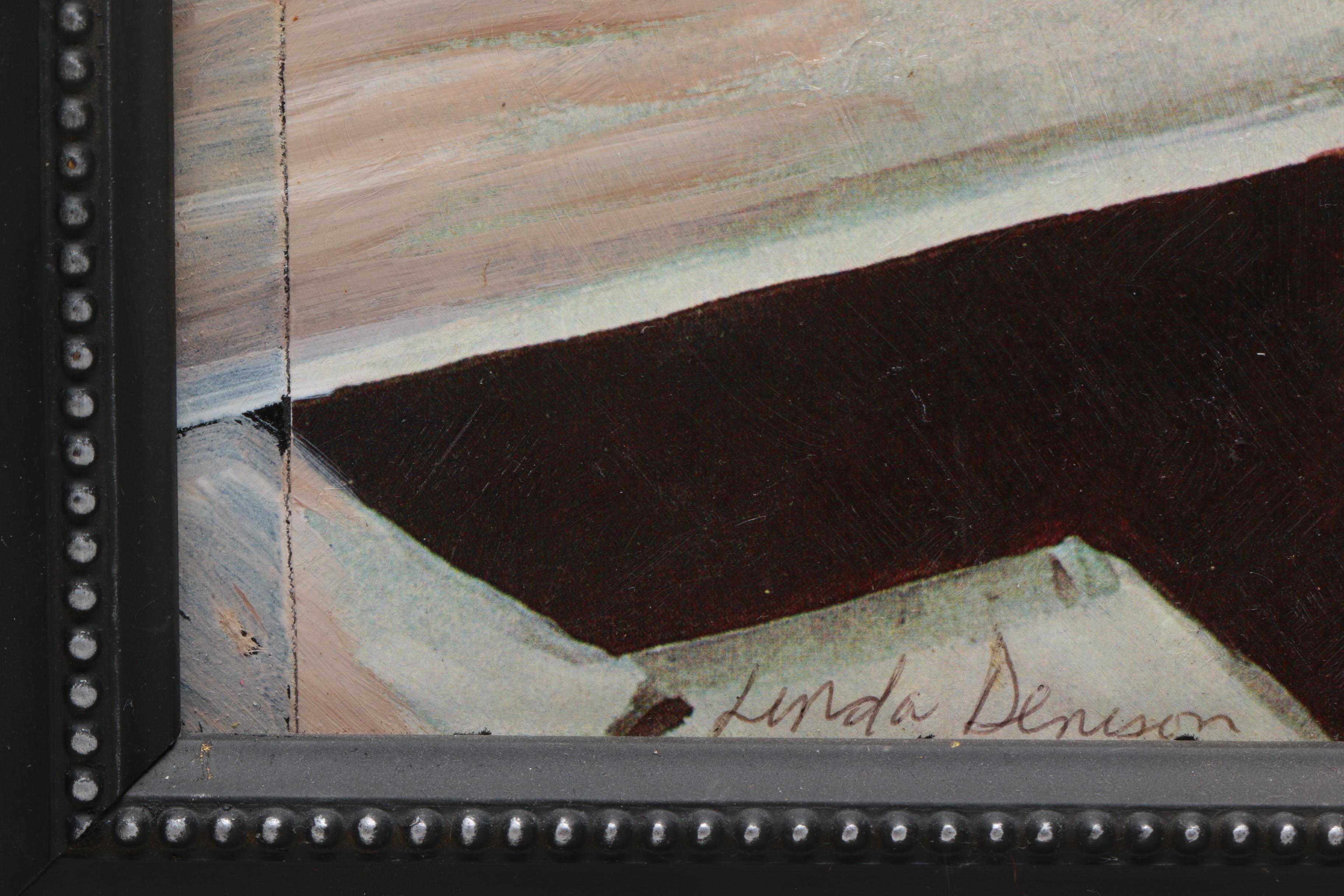 Linda Denison Offset Lithograph On Masonite of Cats Inspired by Edgar Degas' "Absinthe Drinker"