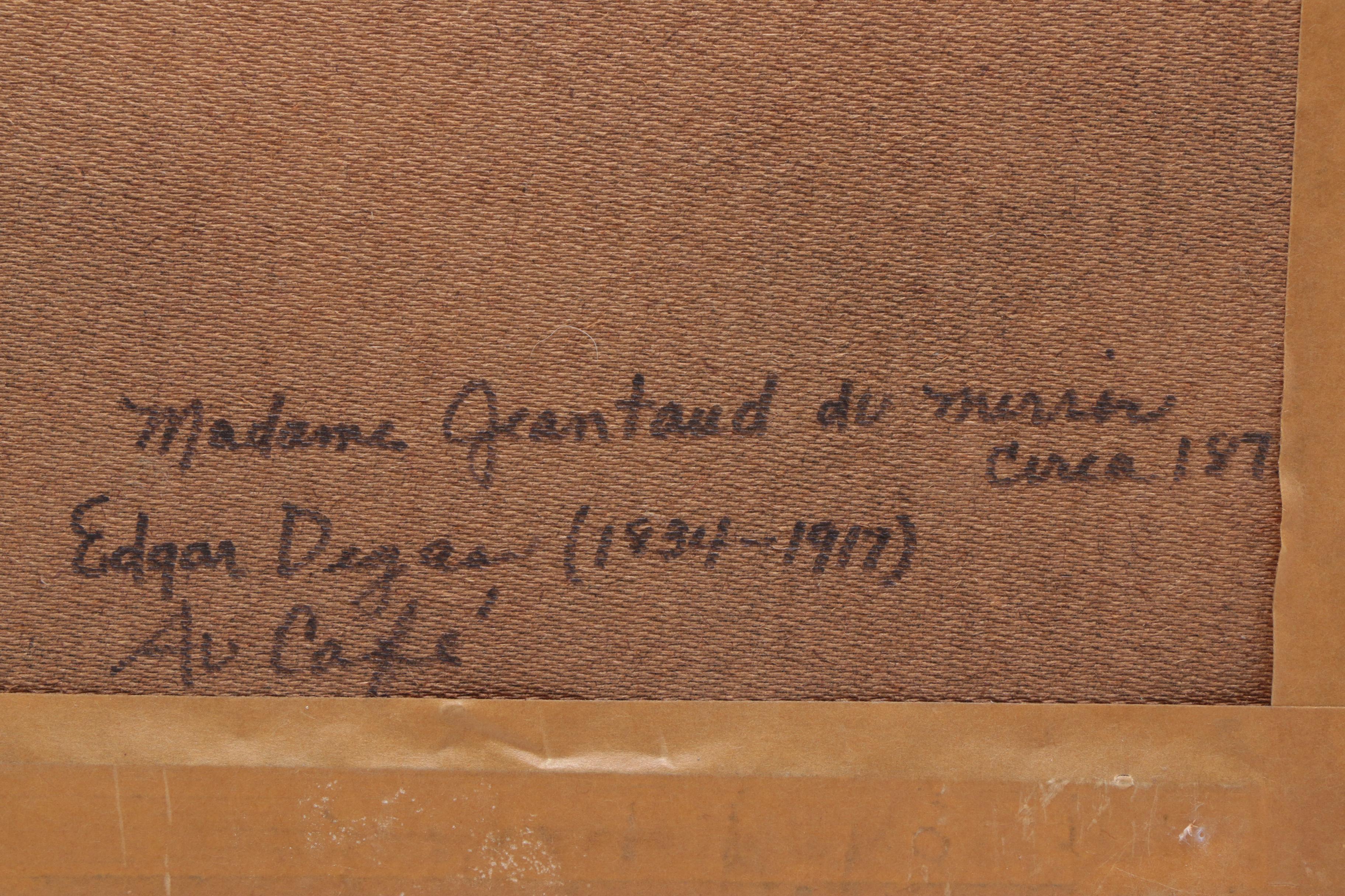 Linda Denison Offset Lithograph On Masonite of Cats Inspired by Edgar Degas' "Absinthe Drinker"