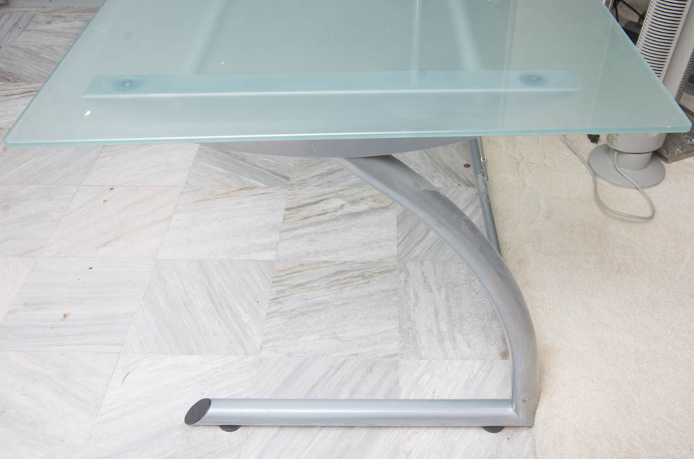 Frosted Glass Top L-Shaped Desk