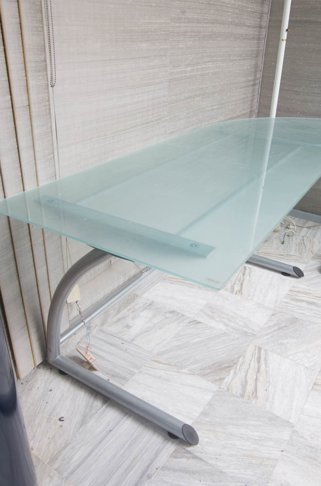 Frosted Glass Top L-Shaped Desk