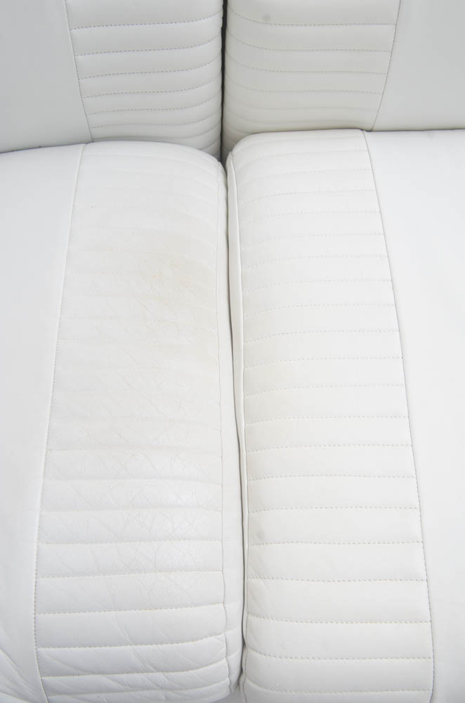 White Leatherette L-Shaped Sectional Sofa With Ottoman