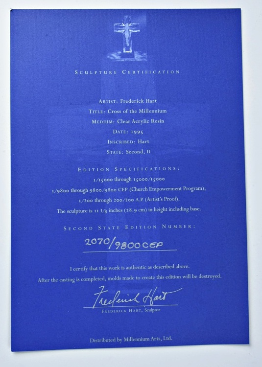 Frederick Hart Limited Edition "Cross of the Millenium" Sculpture