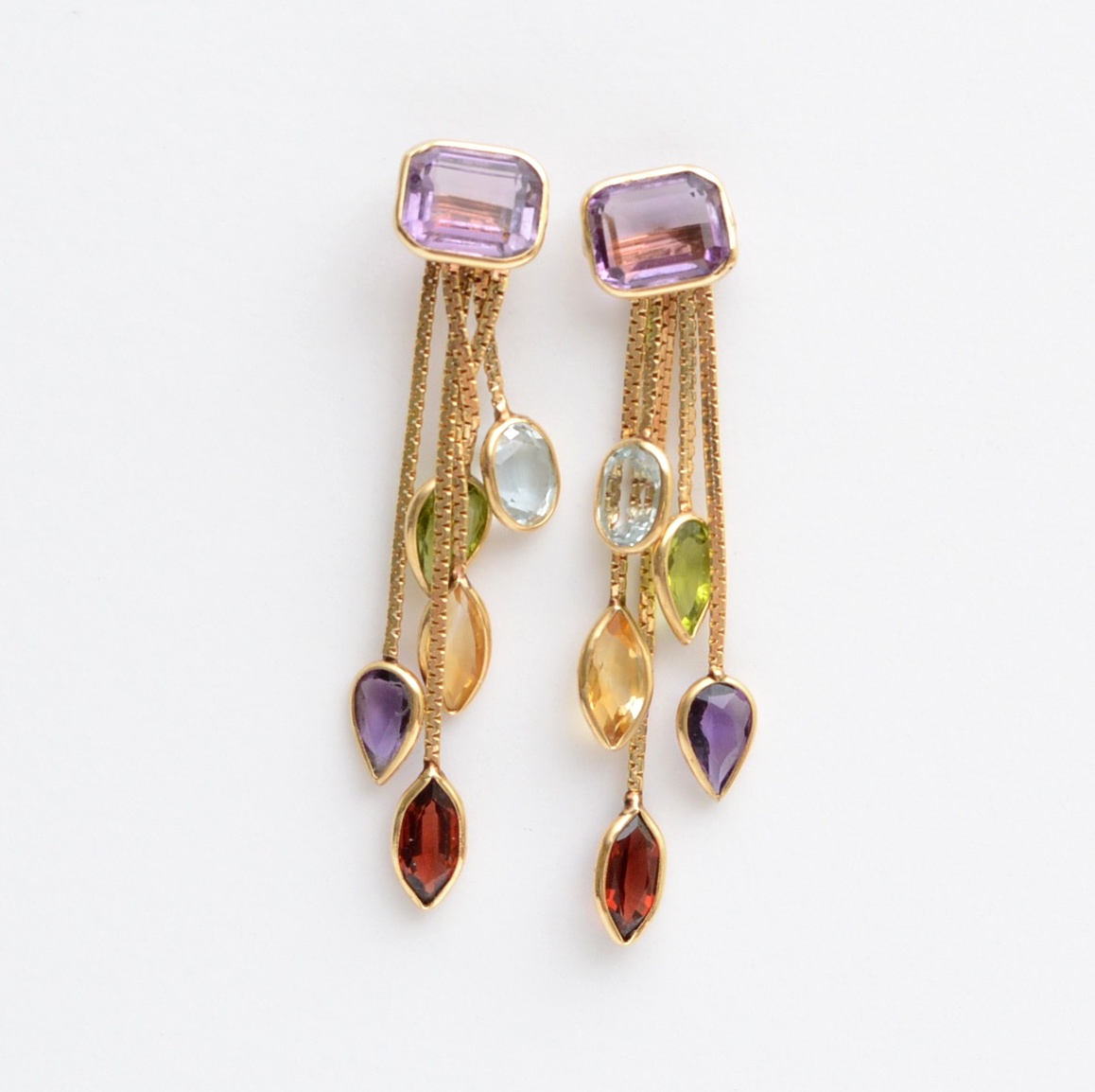 14K Yellow Gold and Gemstone Earrings