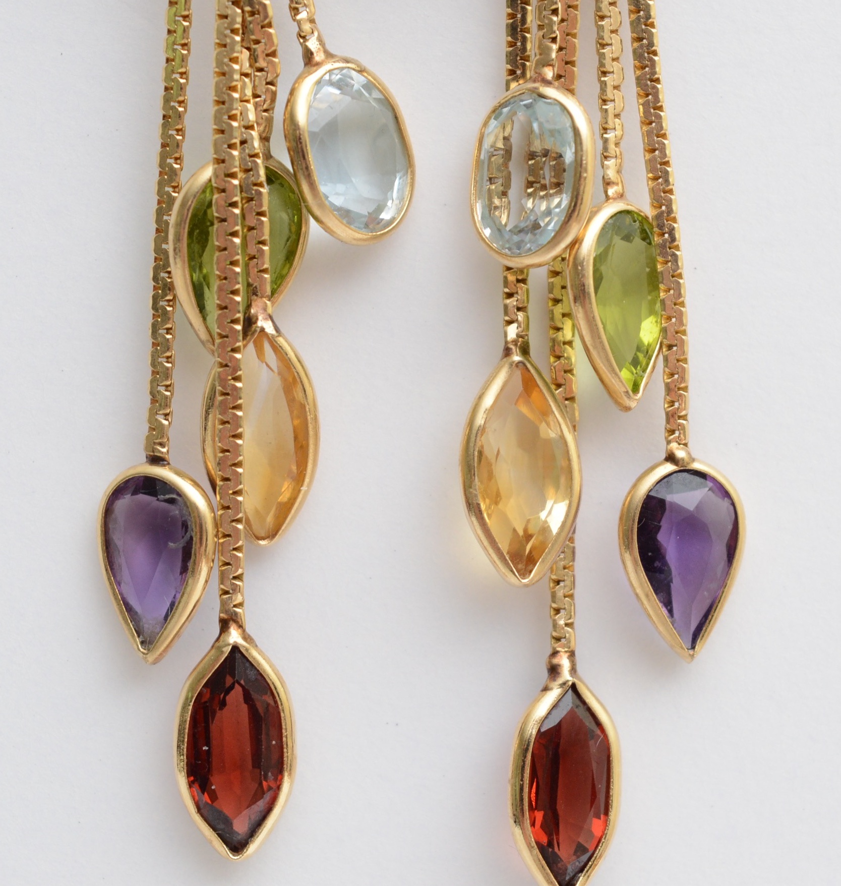 14K Yellow Gold and Gemstone Earrings