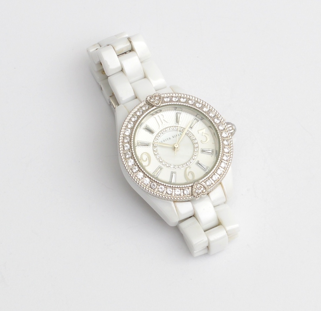 Judith Ripka Ceramic and Glass Crystal Watch