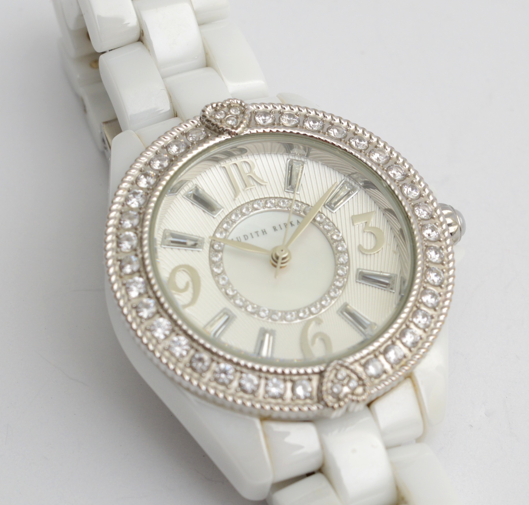 Judith Ripka Ceramic and Glass Crystal Watch
