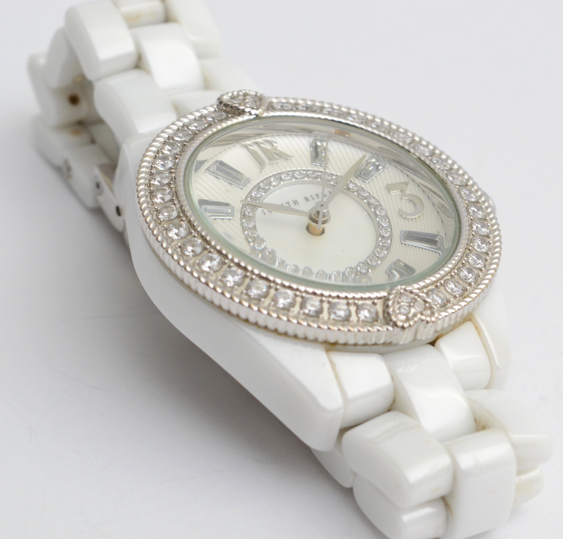 Judith Ripka Ceramic and Glass Crystal Watch