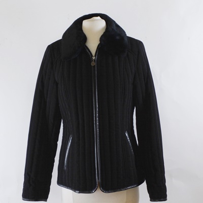 Esprit Women's Black Coat With Faux Fur Collar