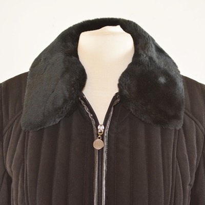 Esprit Women's Black Coat With Faux Fur Collar