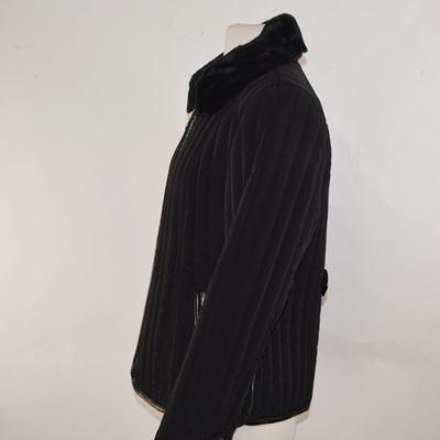 Esprit Women's Black Coat With Faux Fur Collar