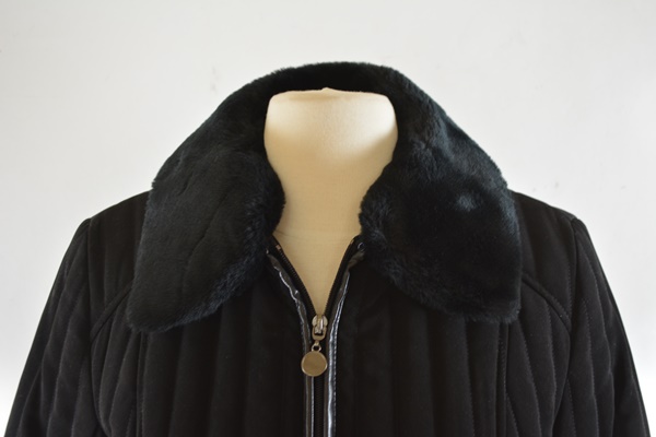 Esprit Women's Black Coat With Faux Fur Collar