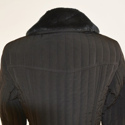 Esprit Women's Black Coat With Faux Fur Collar