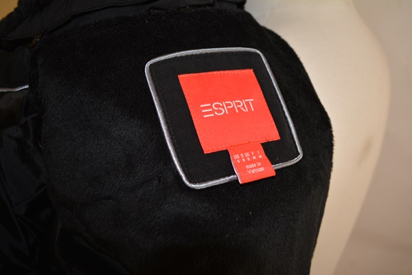 Esprit Women's Black Coat With Faux Fur Collar