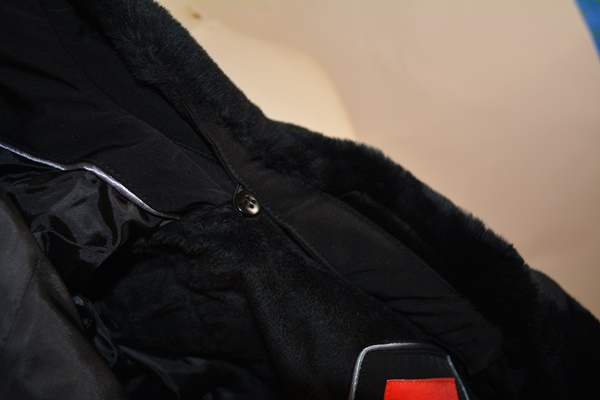 Esprit Women's Black Coat With Faux Fur Collar