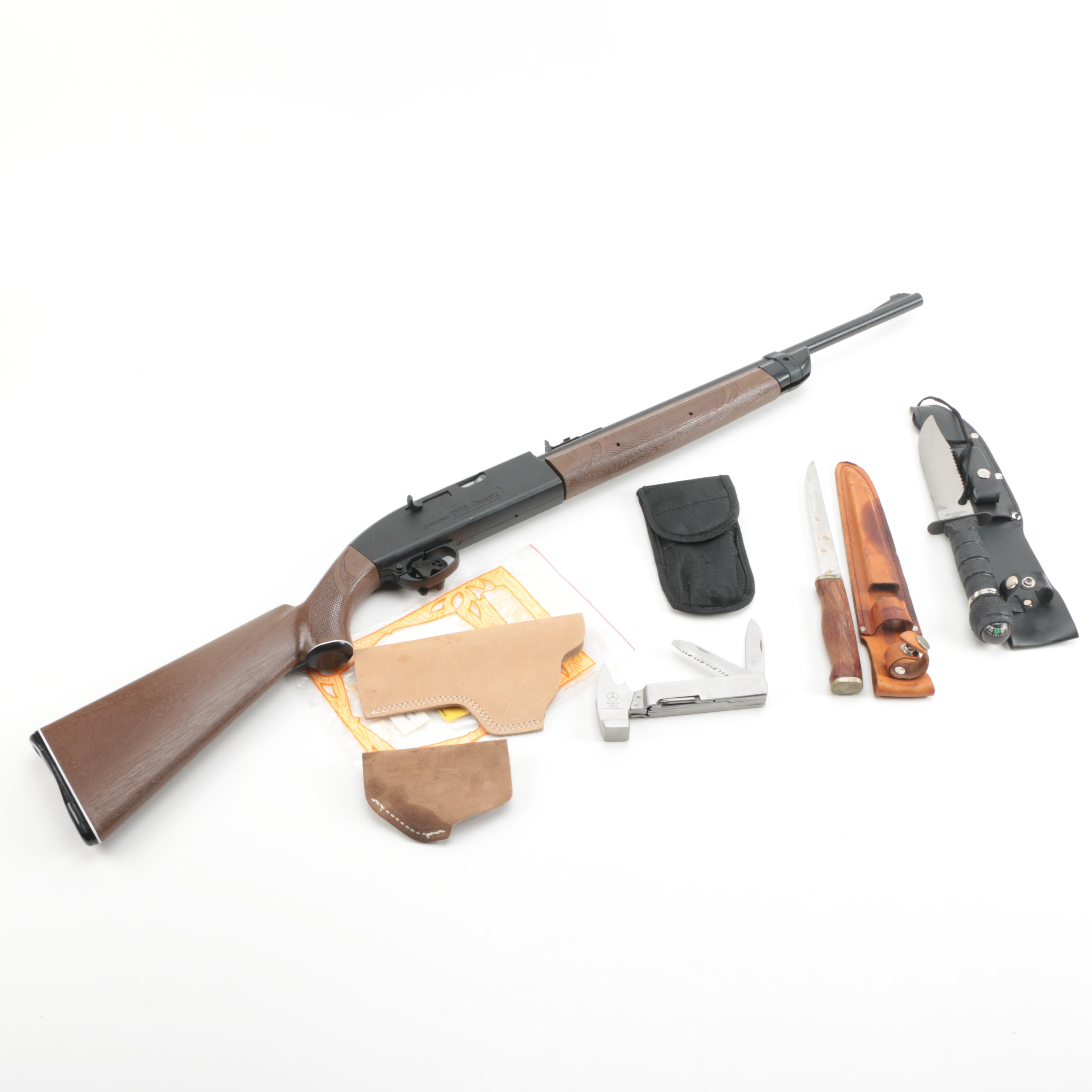Crossman 2100 Airgun, Knives, Compass and Cases