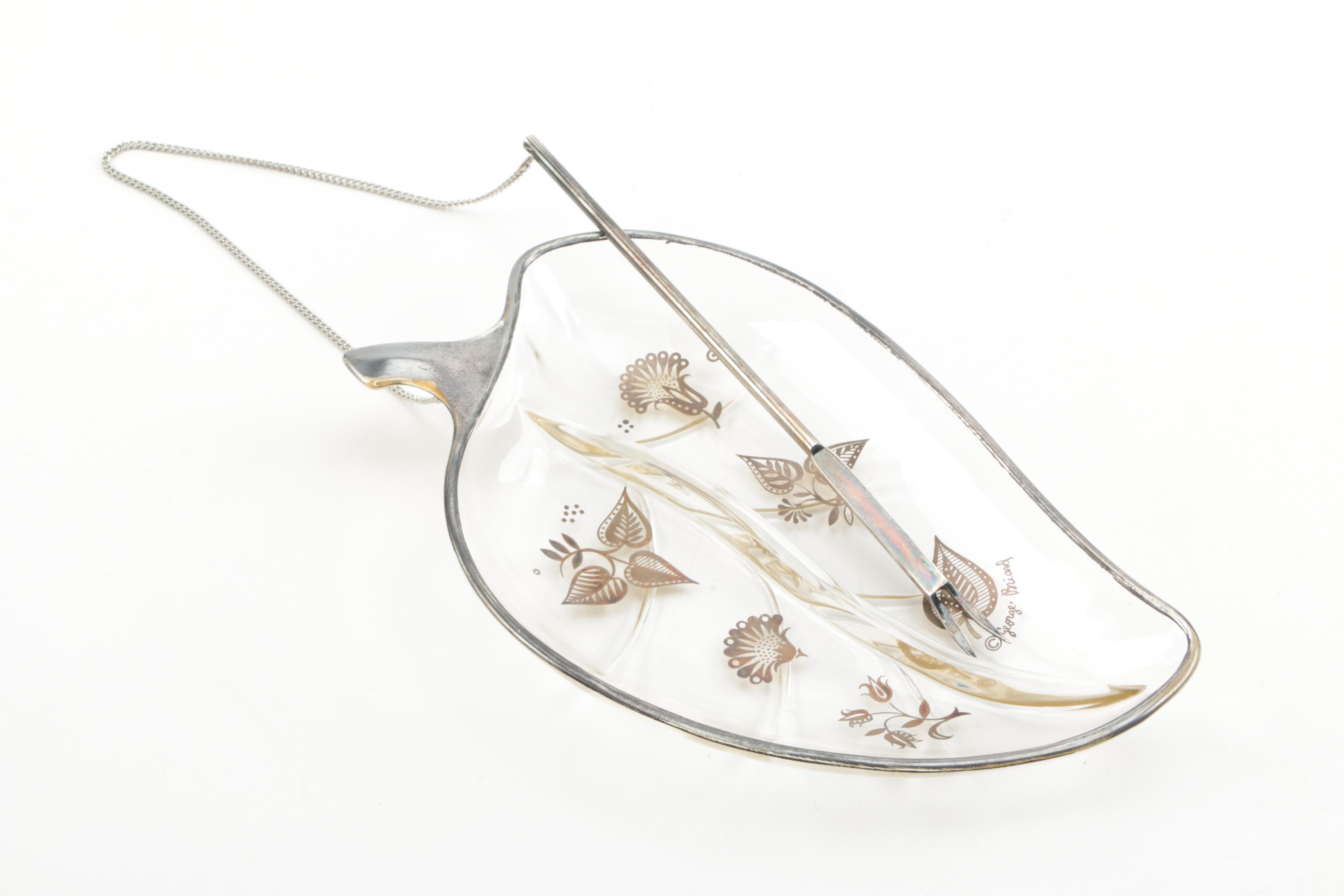 Glass Dishes, Including Val St Lambert, Shrimp Forks and Utensils