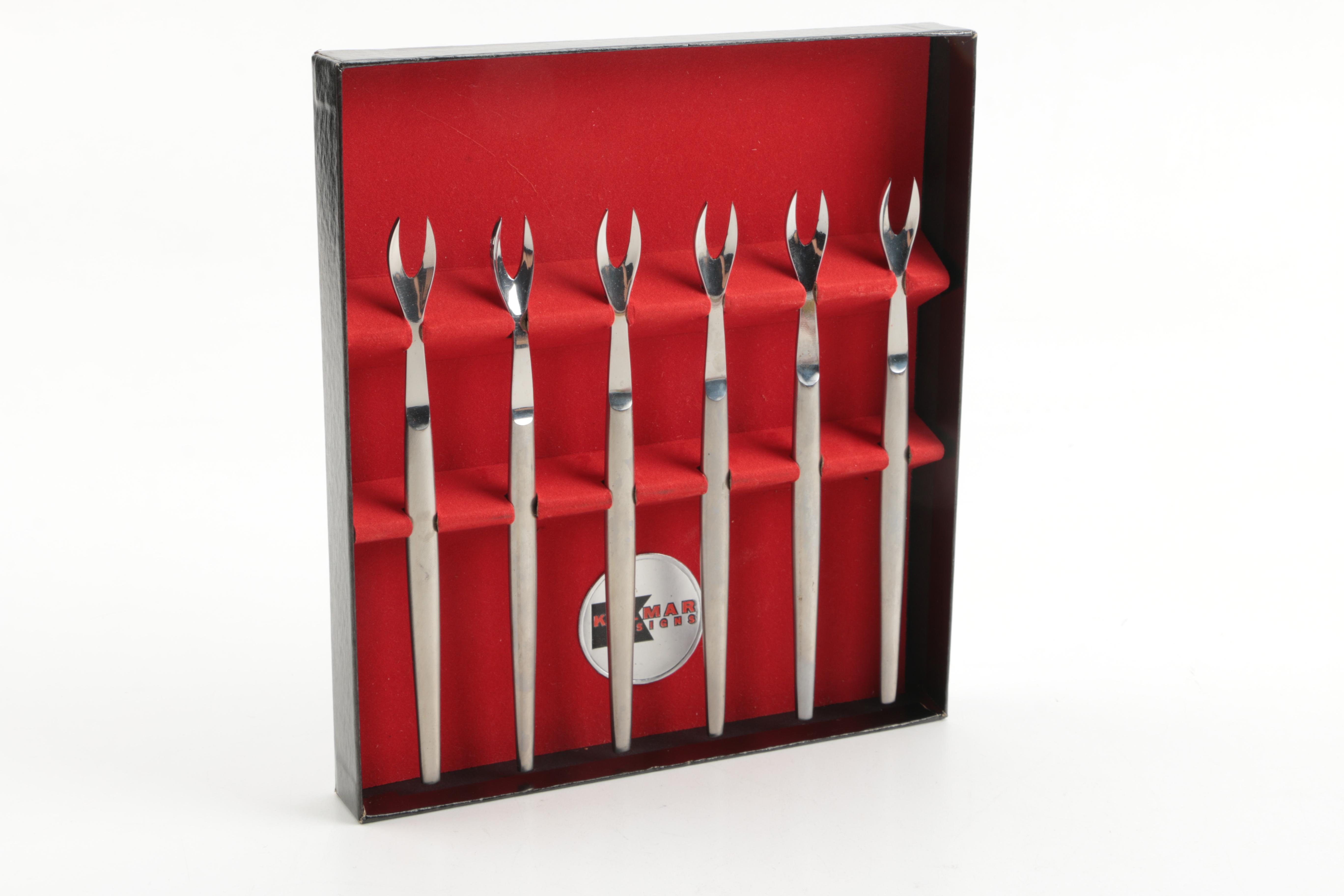 Glass Dishes, Including Val St Lambert, Shrimp Forks and Utensils