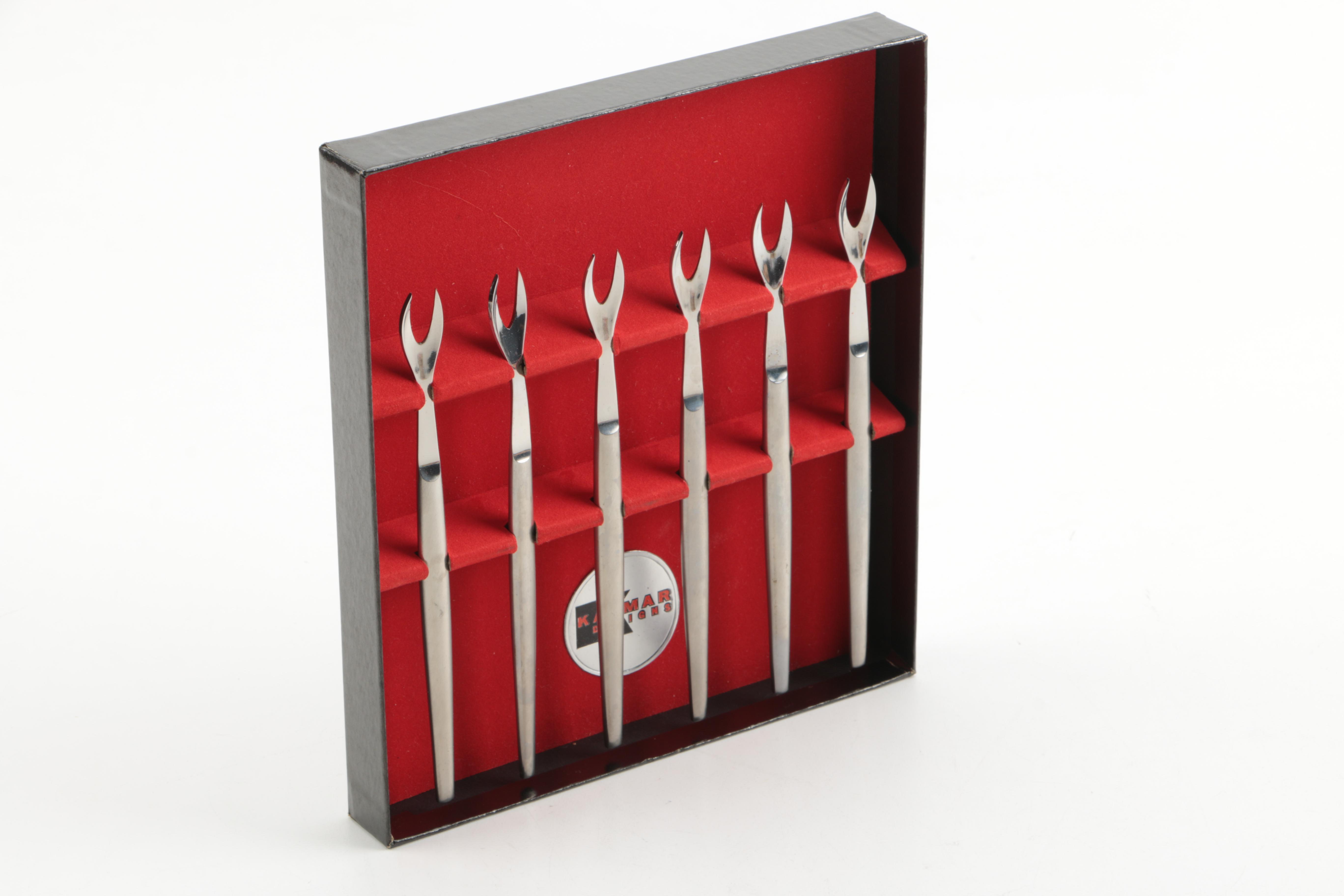 Glass Dishes, Including Val St Lambert, Shrimp Forks and Utensils