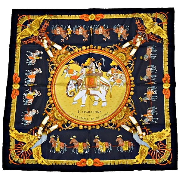 Hermès Silk "Caparacons de la France et de l'Inde" Scarf