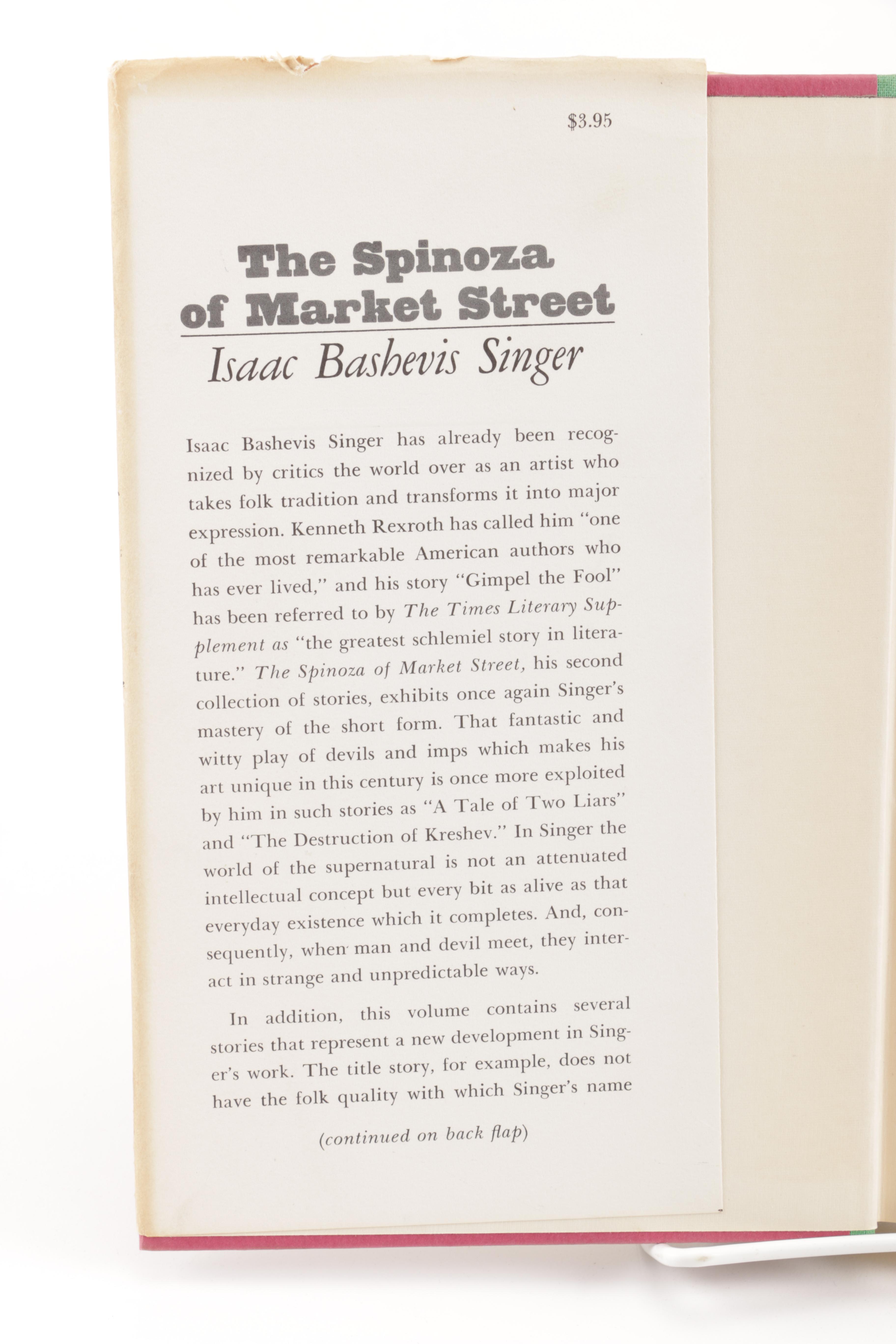 1961 Signed First Edition "The Spinoza of Market Street" by Isaac Bashevis Singer