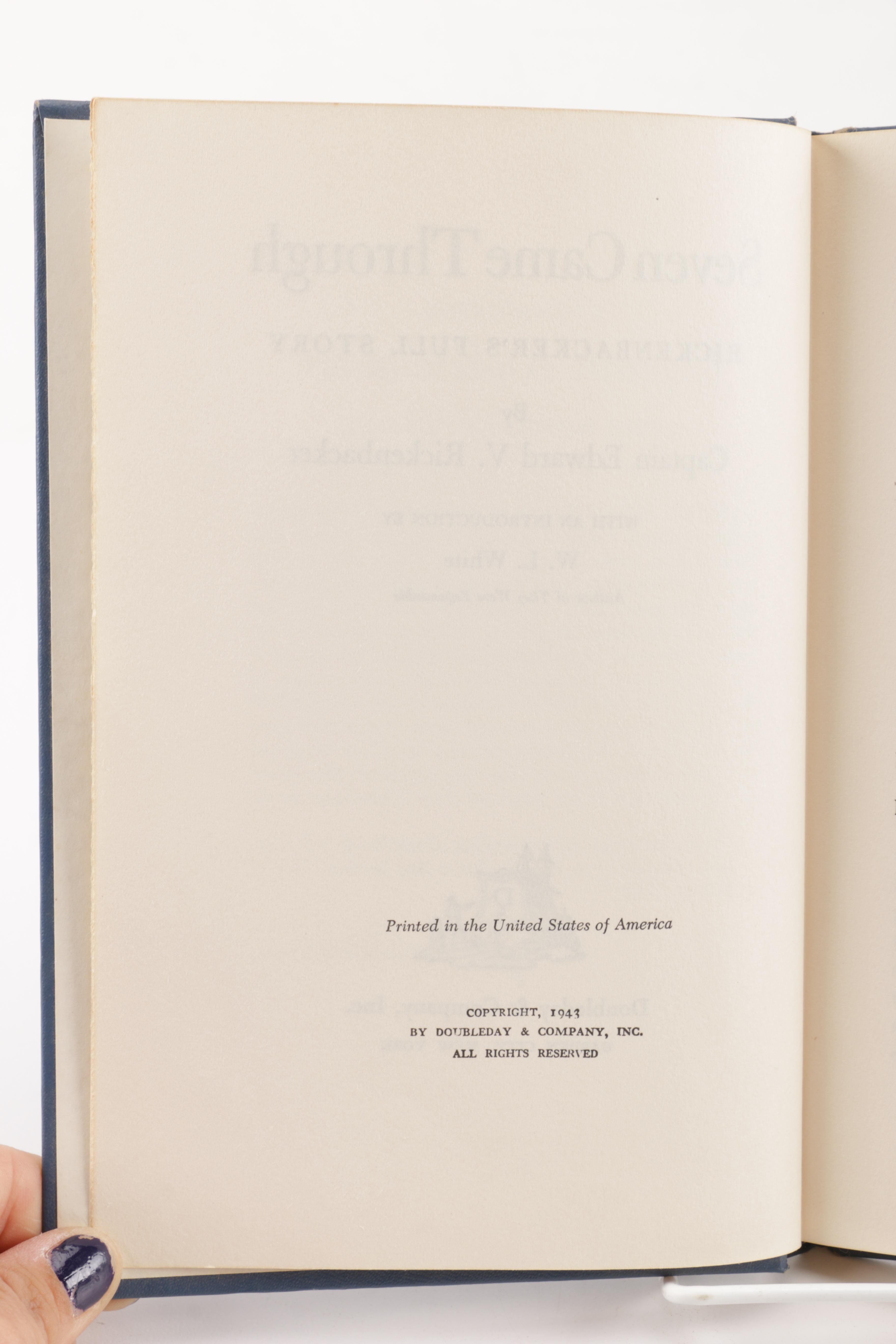 1943 Signed First Edition "Seven Came Through" by Eddie Rickenbacker