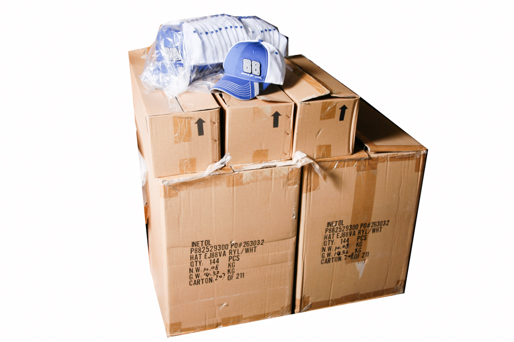 Boxes of Dale Earnhardt and Other NASCAR Related Hats
