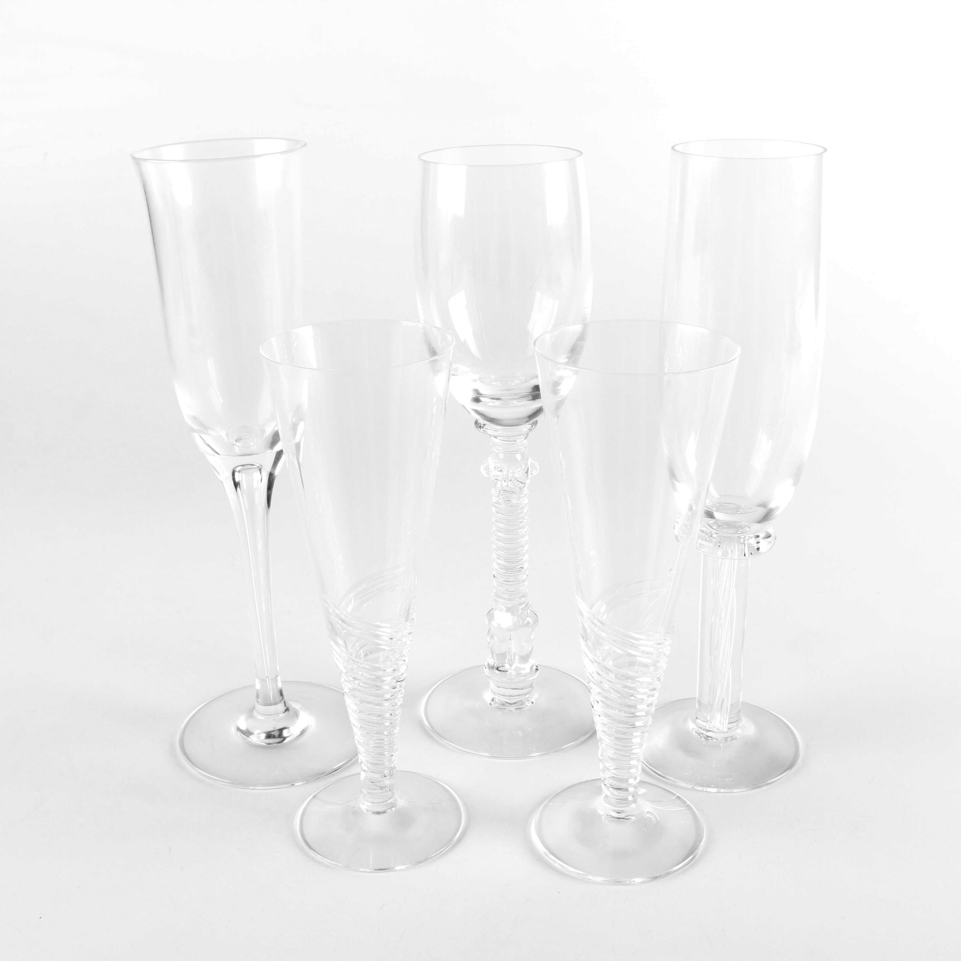 Assorted Hand-Blown Champagne Flutes