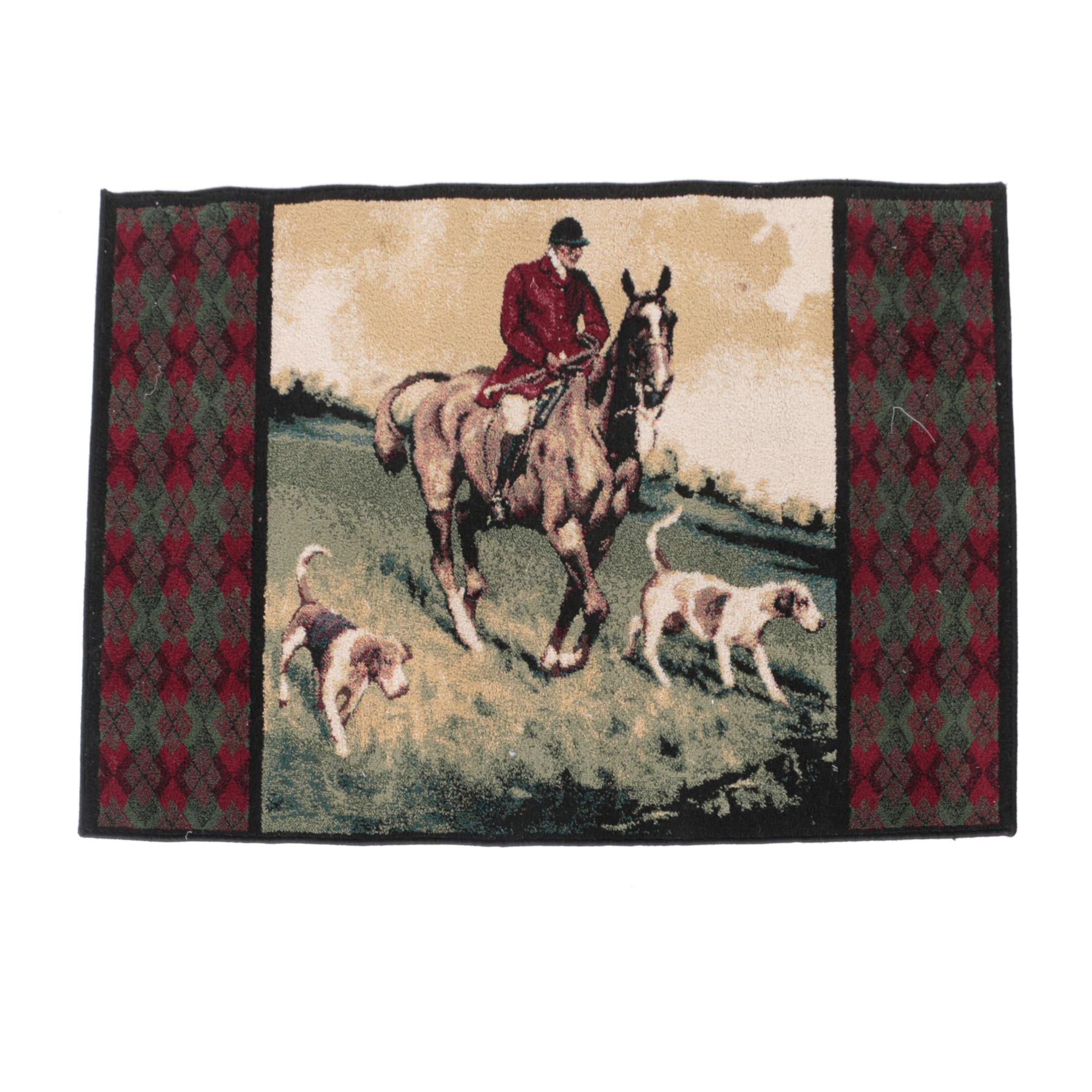 Power-Loomed English Hunt Pictorial Area Rug