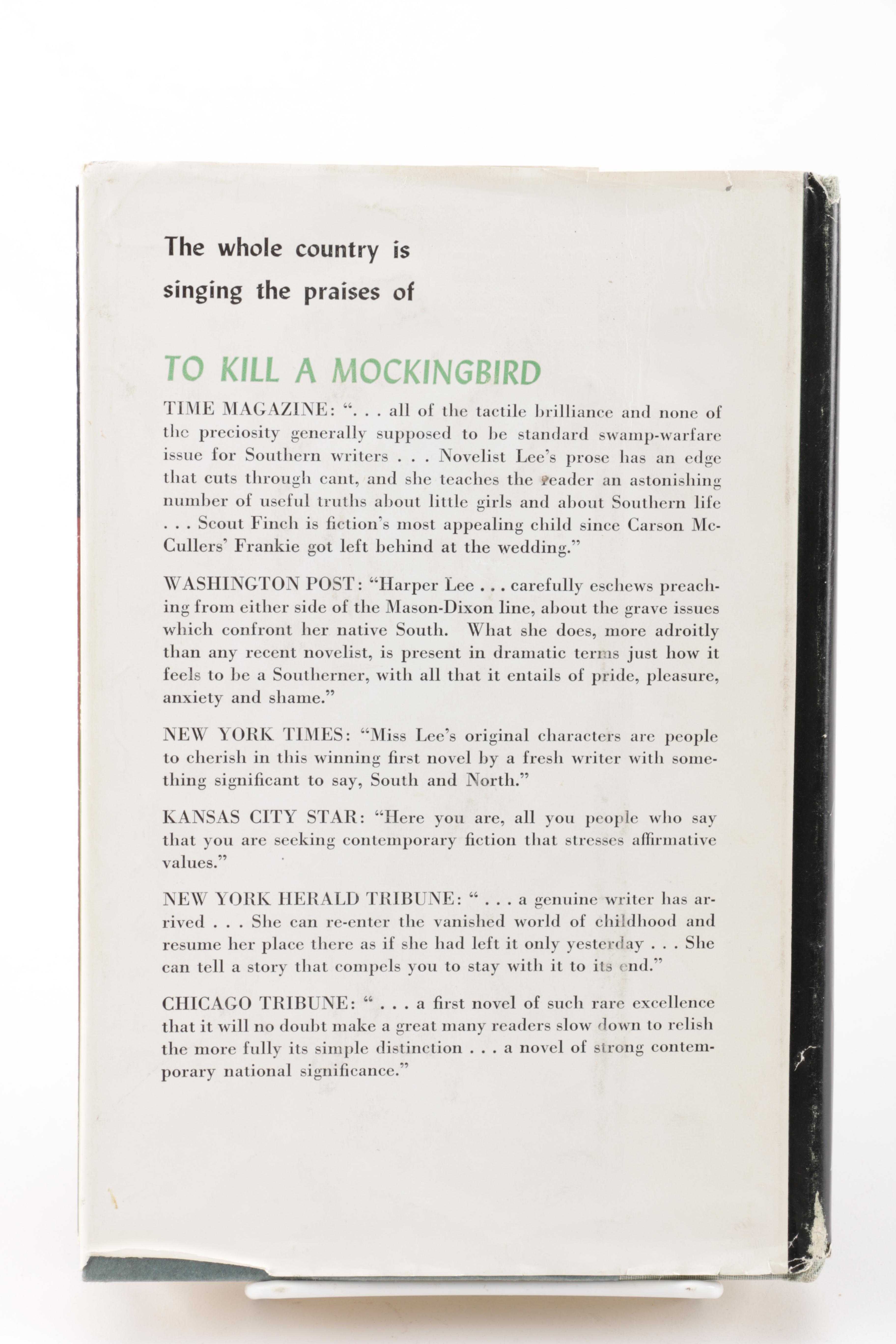 1960 Early Printing "To Kill a Mocking Bird" by Harper Lee