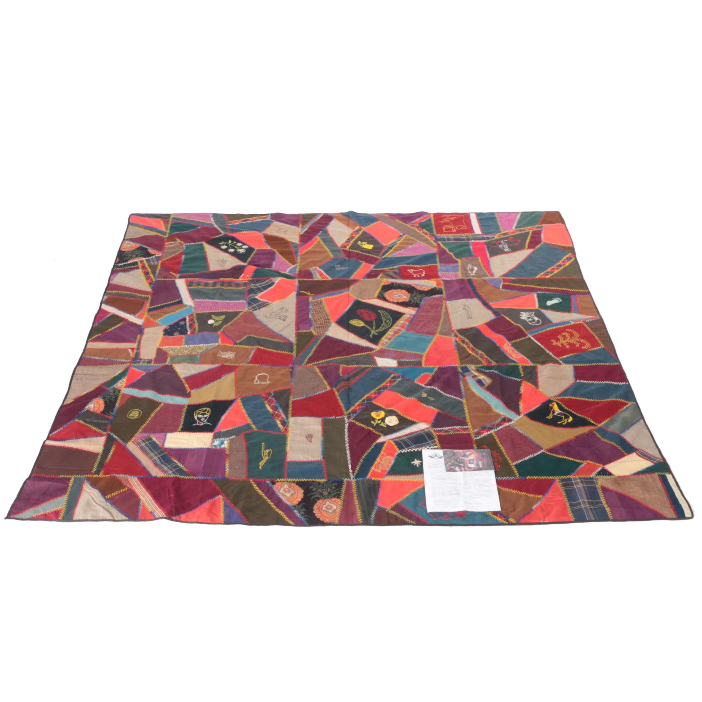 Handmade "Wool Crazy" Patchwork Quilt