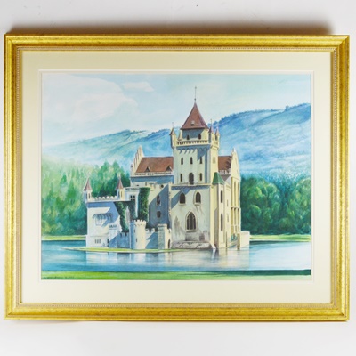 El Nour Hamad Original Castle Watercolor