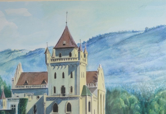 El Nour Hamad Original Castle Watercolor