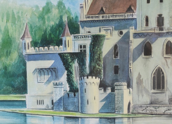 El Nour Hamad Original Castle Watercolor