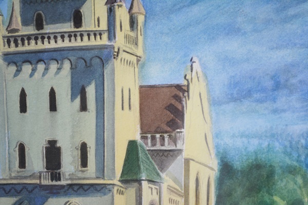 El Nour Hamad Original Castle Watercolor