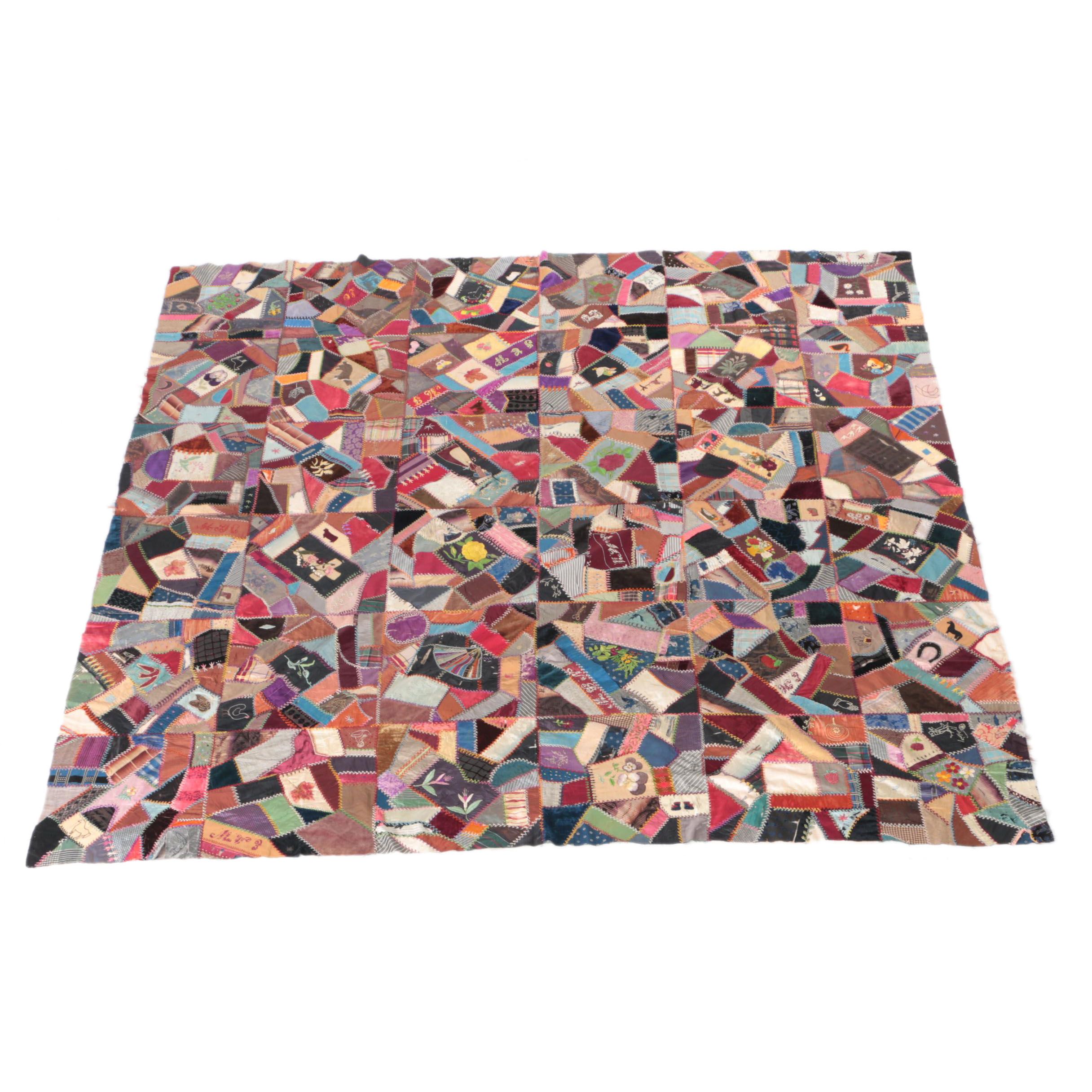 Handmade "Wool Crazy" Patchwork Quilt