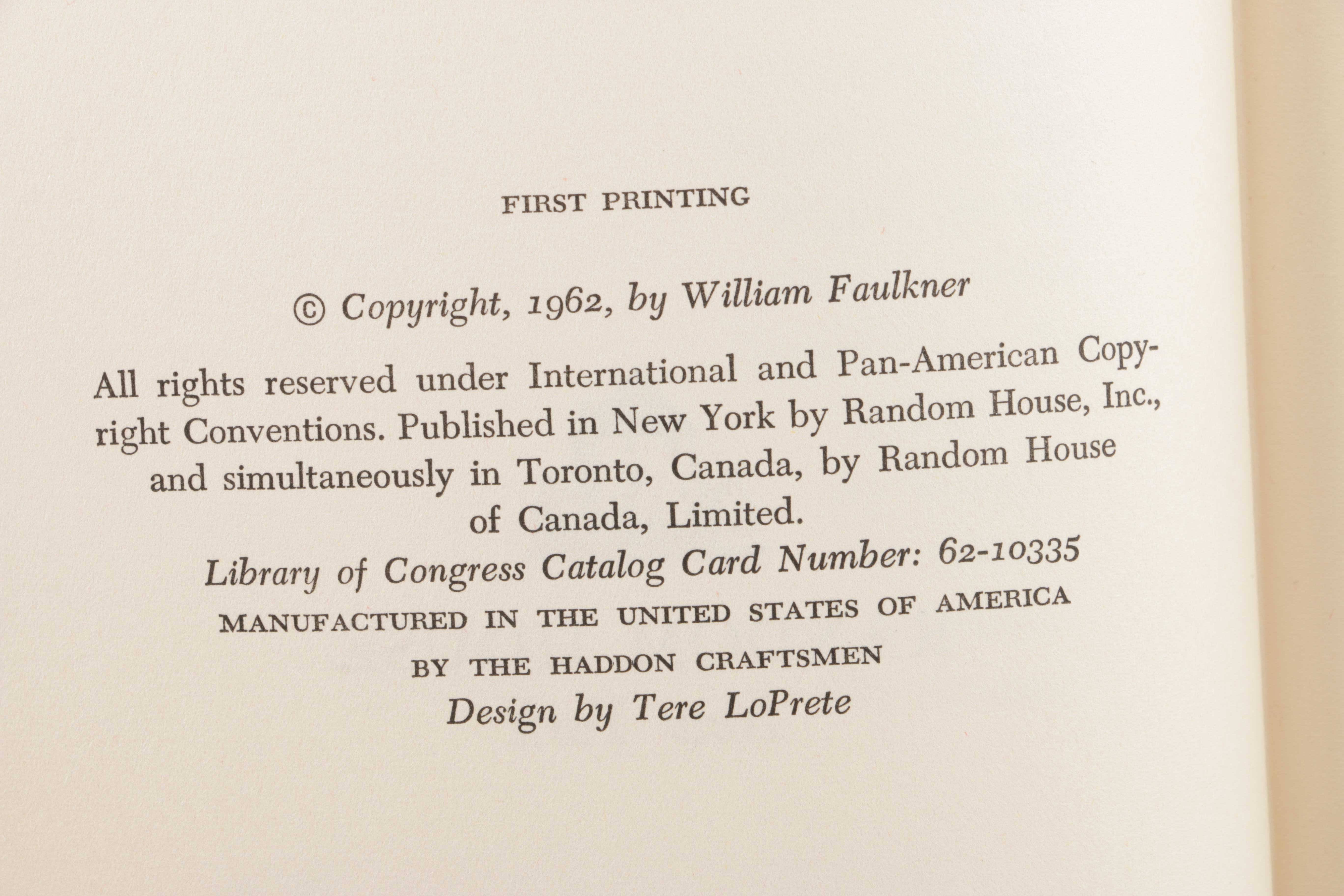 1962 First Edition "The Reivers" by William Faulkner