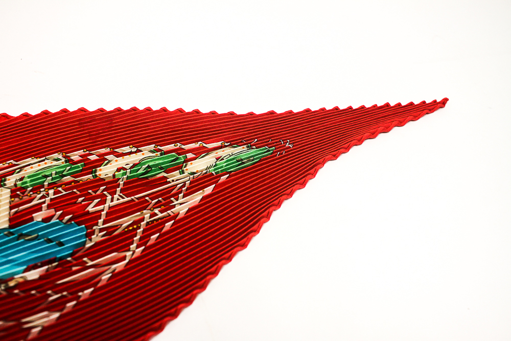 Hermès "Grande Roue" Big Wheel Pleated Silk Scarf