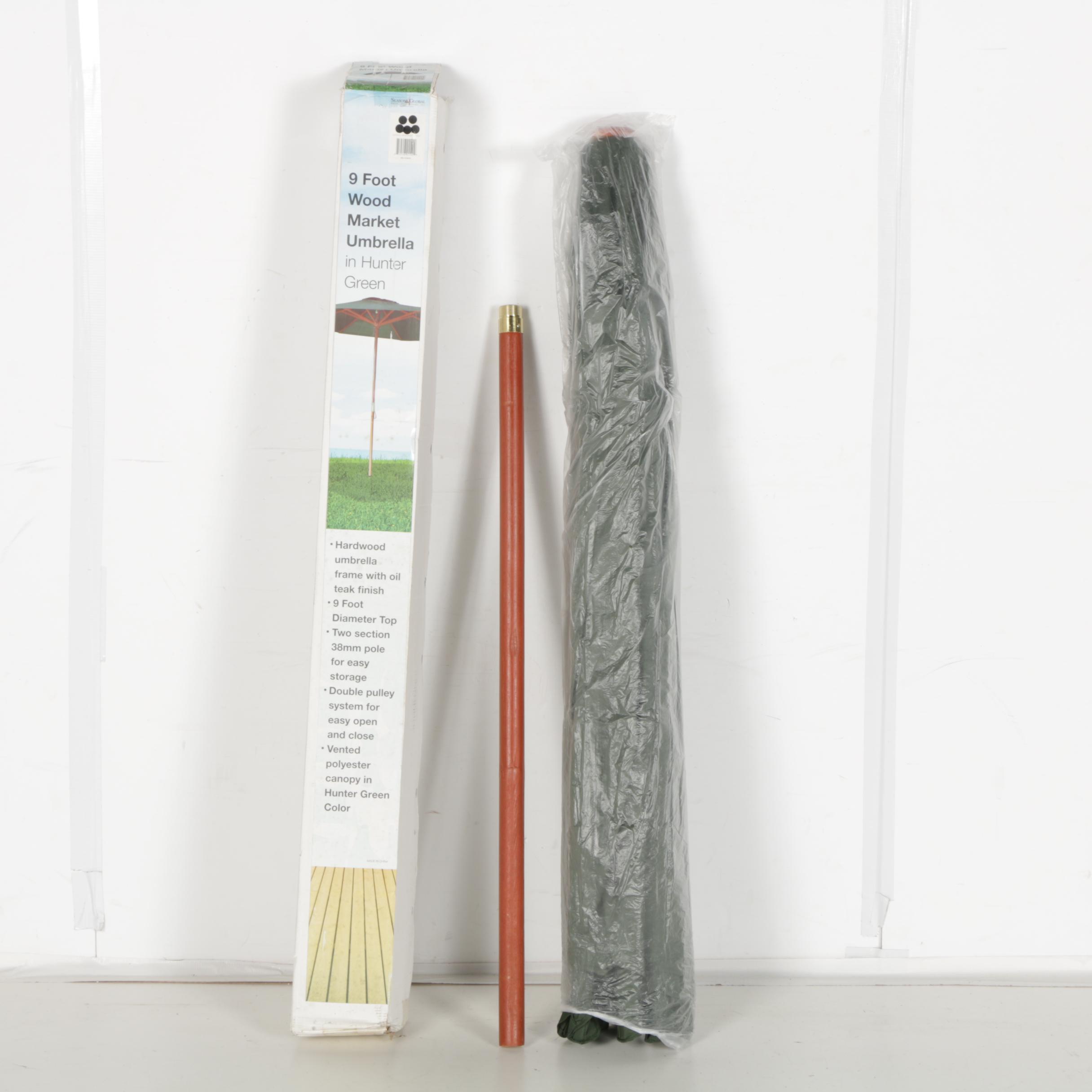 Nine Foot Hunter Green Market Umbrella