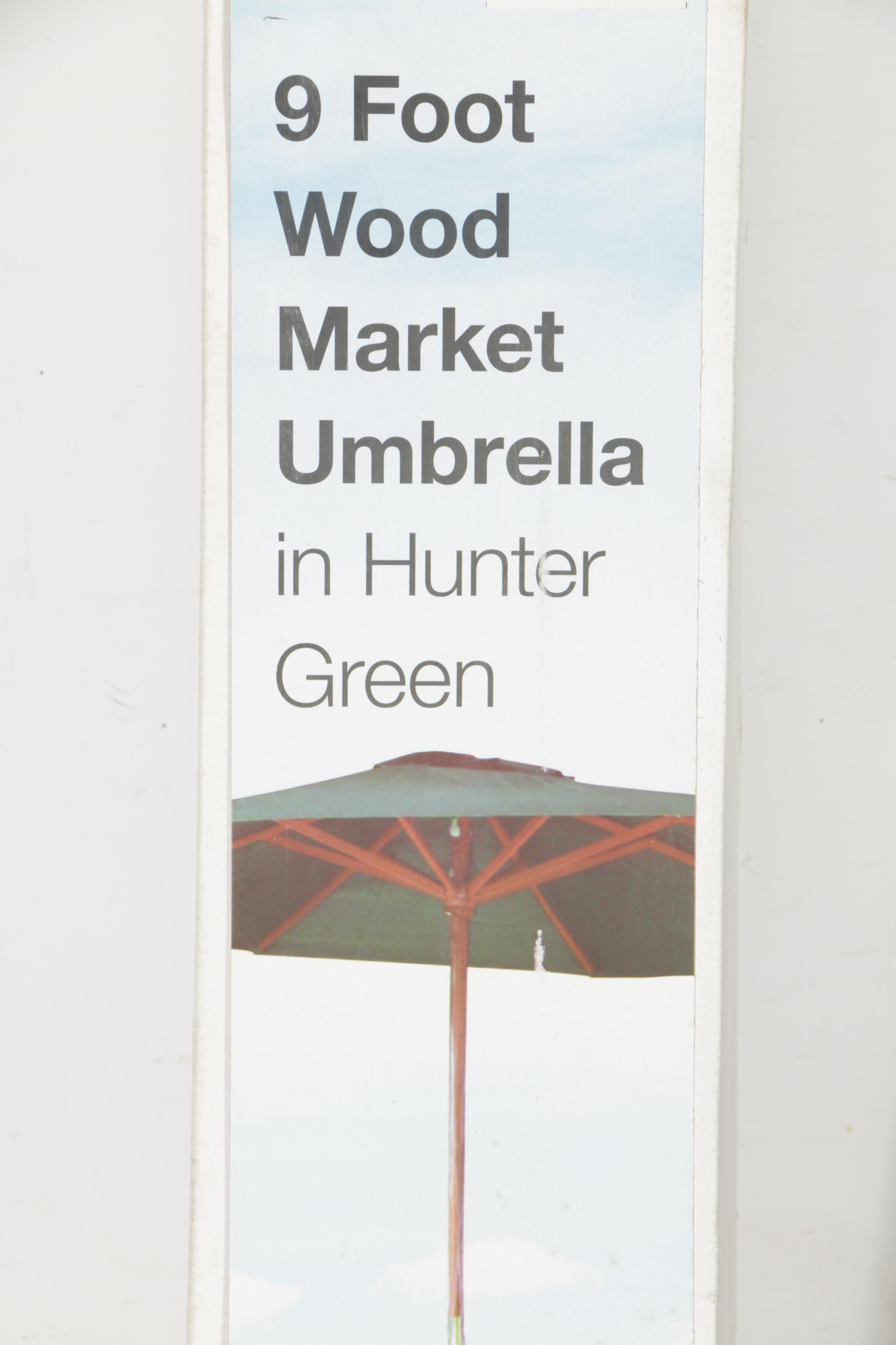 Nine Foot Hunter Green Market Umbrella