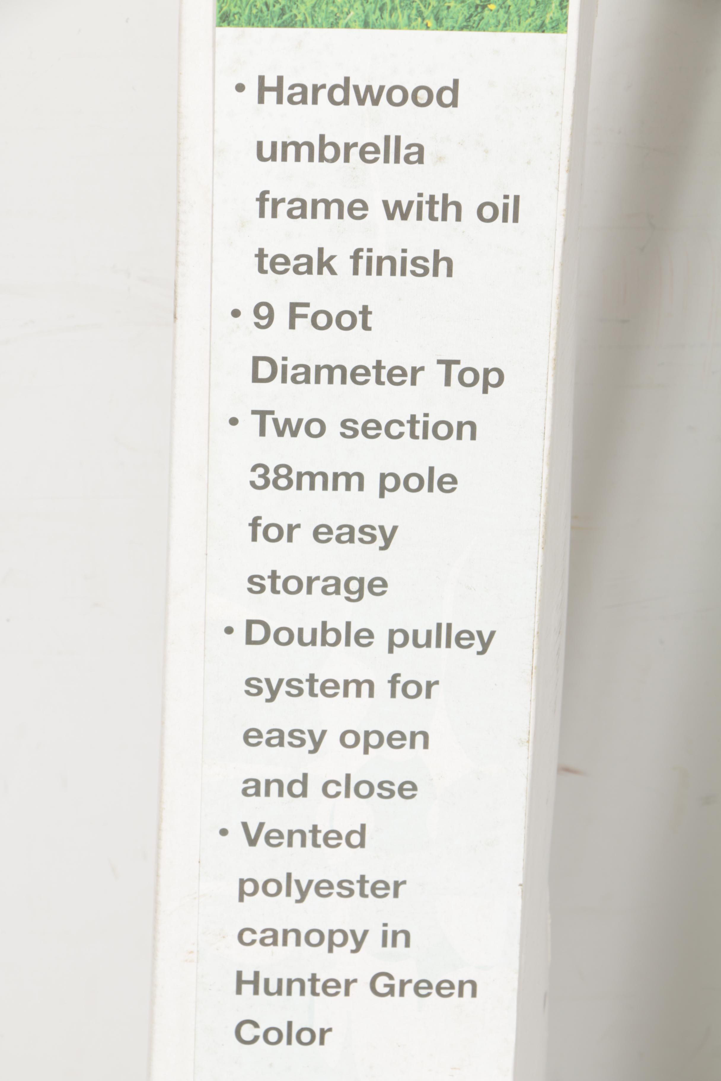 Nine Foot Hunter Green Market Umbrella